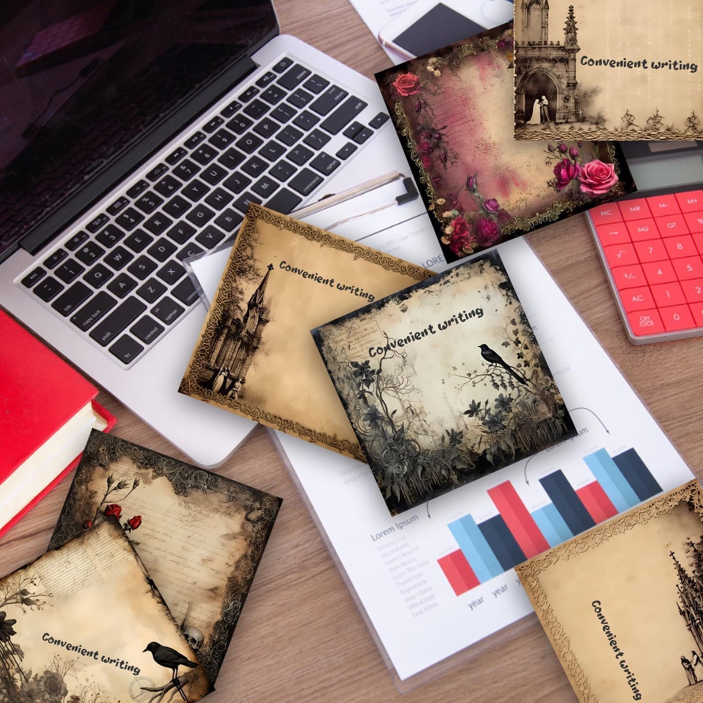 9 Pieces Gothic Style Sticky Notes Self-Adhesive Gothic Style Design Note Pads Gothic Style Sticky Memo Notes for School Office Home Supplies Students Teachers Gift