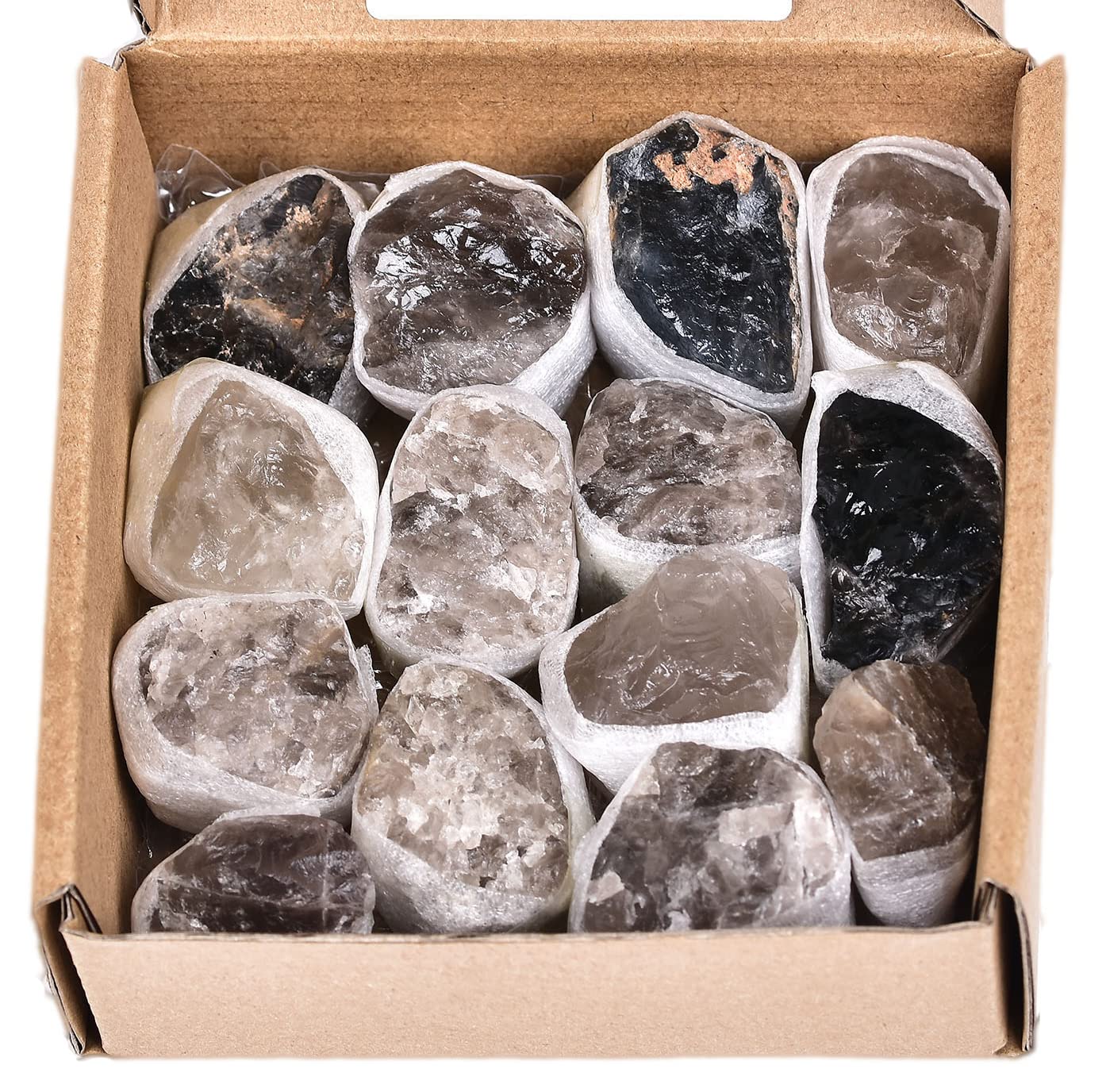JIC Gem 12-16Pcs 0.7 Lbs irregular shape unpolished raw Madagascar natural Smoky Quartz Crystals and Healing Stones,0.32KG Gemstone Crystal Bulk rough Stones