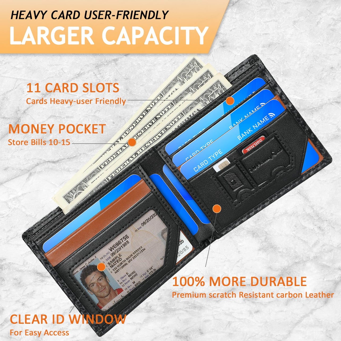 Smart Mens Wallet with Tracker, Only with Find MY APP(IOS), Front Pocket Wallets for Men, Slim Leather with 2 ID Window, Trackable Minimalist Credit Card Holder with Gift Box (Black1)