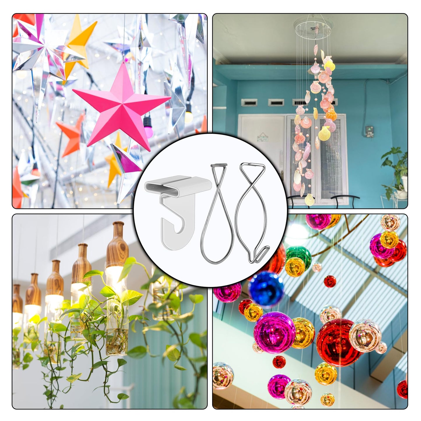 Philbinden Drop Ceiling Hooks for Hanging, Drop Ceiling Clips Suspended T-Bar Hooks for Home/Classroom/Office/Wedding Hanging Plants (80, Large)