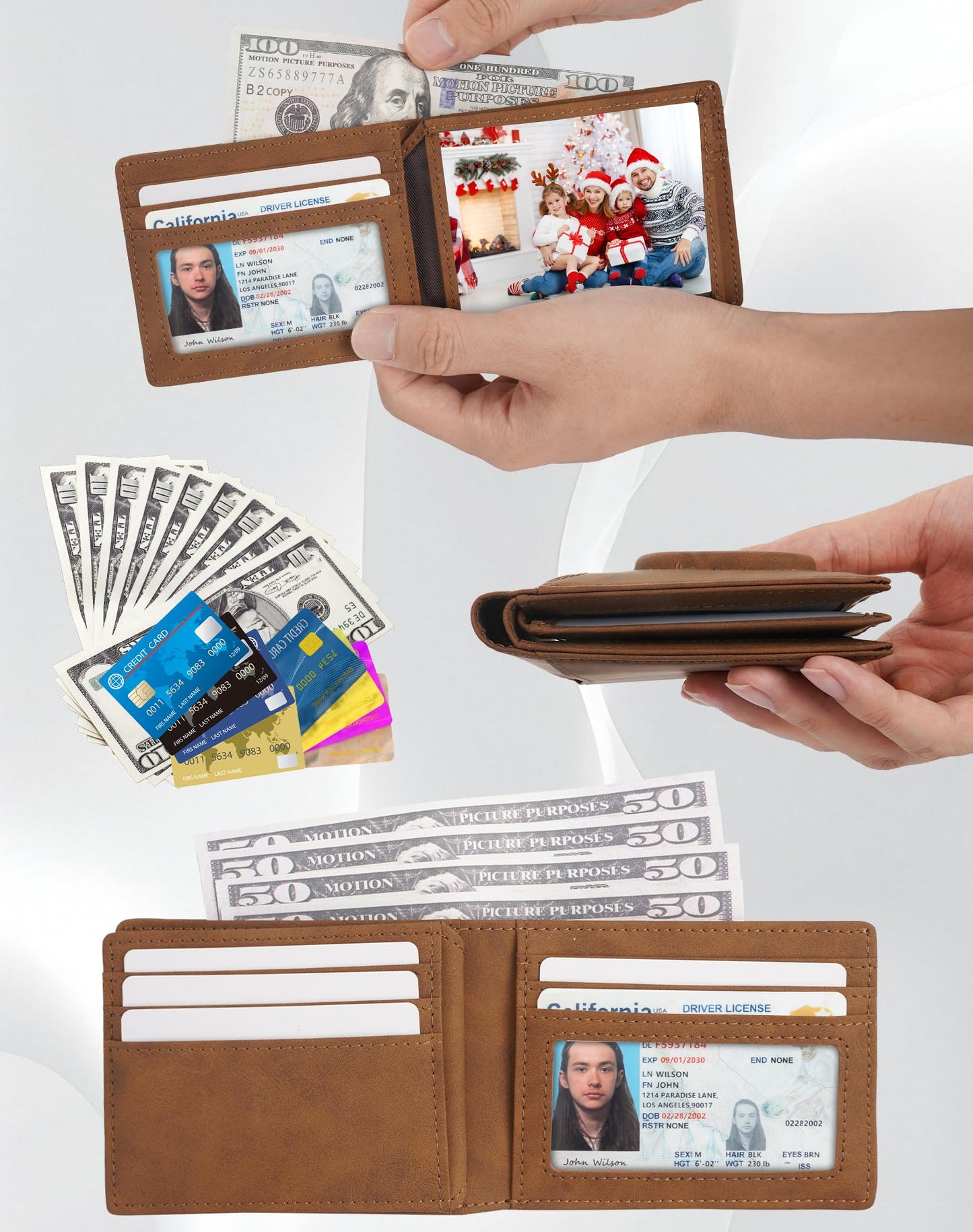 ÉtuiX Genuine Leather Wallet for Samsung Galaxy SmartTag2: Slim Wallet Compatible with Samsung Tracker Tag - RFID Blocking Bifold Wallet with Gift Box (NO TAG)