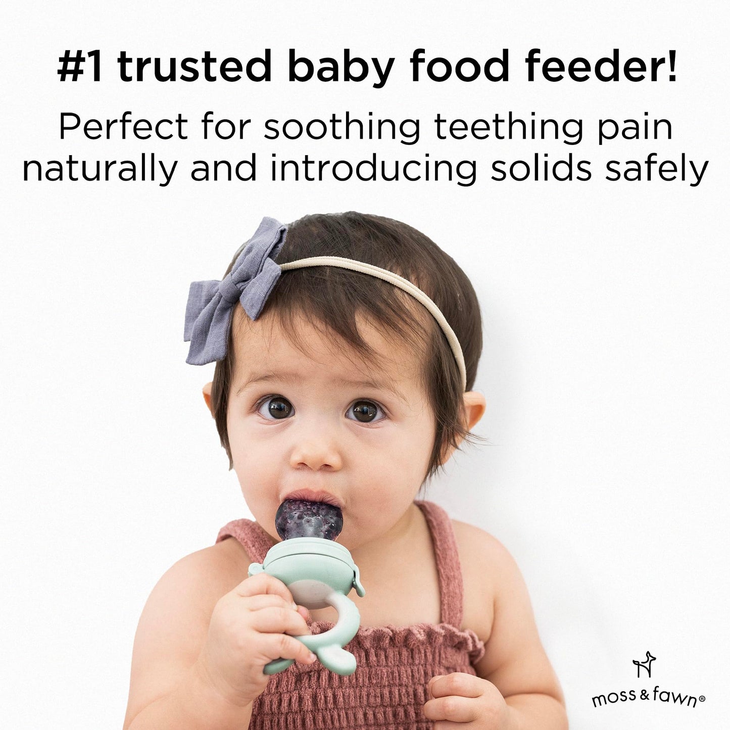 Moss and Fawn Forage Feeder - Baby Fruit Feeder, Frozen Breast Milk Popsicle Teether & Pacifier - BPA, PVC & Phthalate-Free - Fern