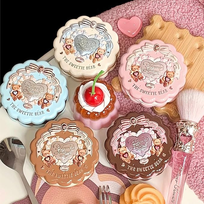 Flower Knows The Sweetie Bear Collection Silk Satin Blush,Seamless Soft Blendable Pressed Powder Pink Blush,Highly Pigmented & Long Lasting Natural Finish,0.18 Oz(02 Garden Picnic)