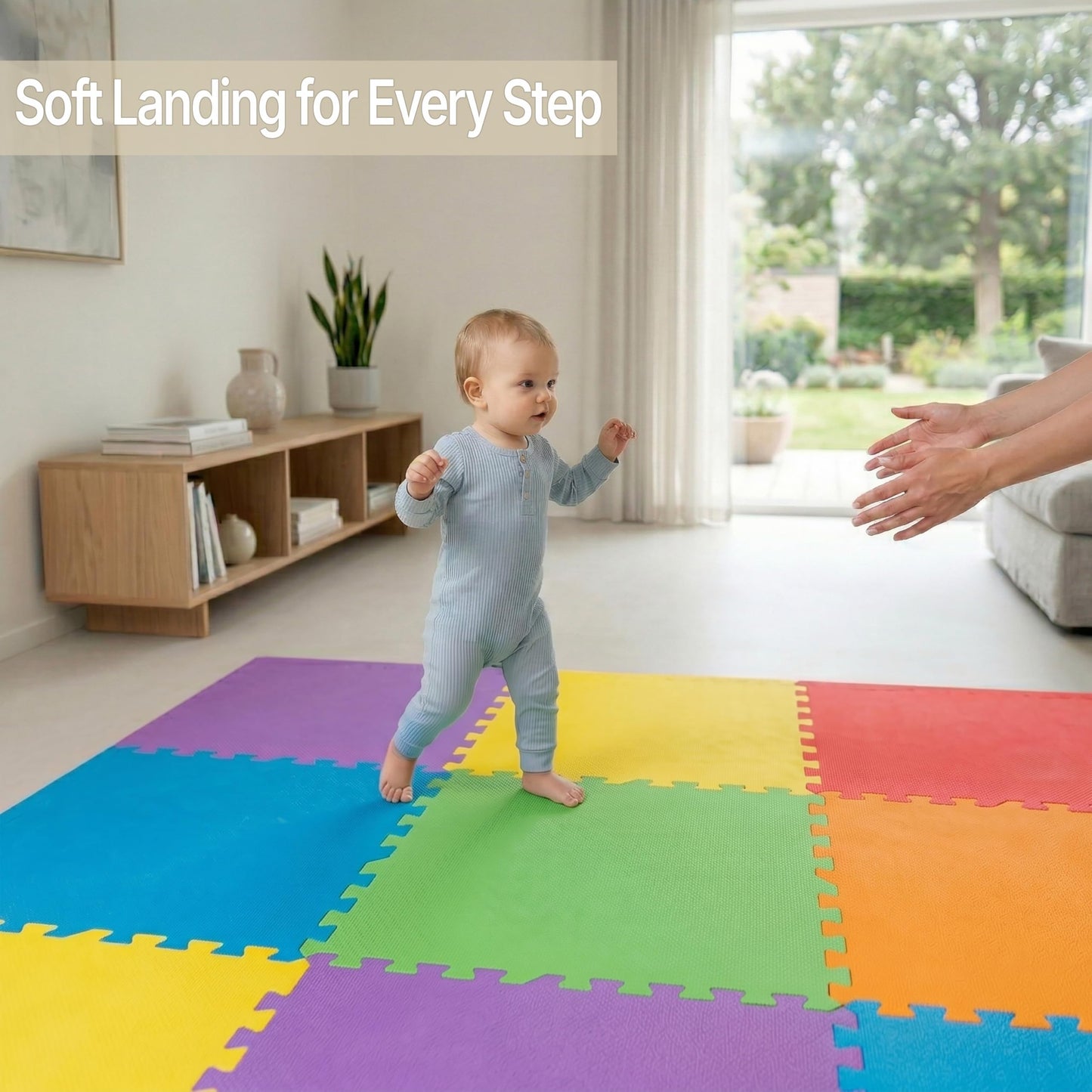 FlooringInc Baby Play Mat for Floor, Extra Large 2'x2' Foam Floor Tiles for Kids, Soft Interlocking Puzzle Mat, 1/2 Inch Thick, Non-Toxic EVA (Rainbow, 48 Tile Pack, 192 Sq Ft)