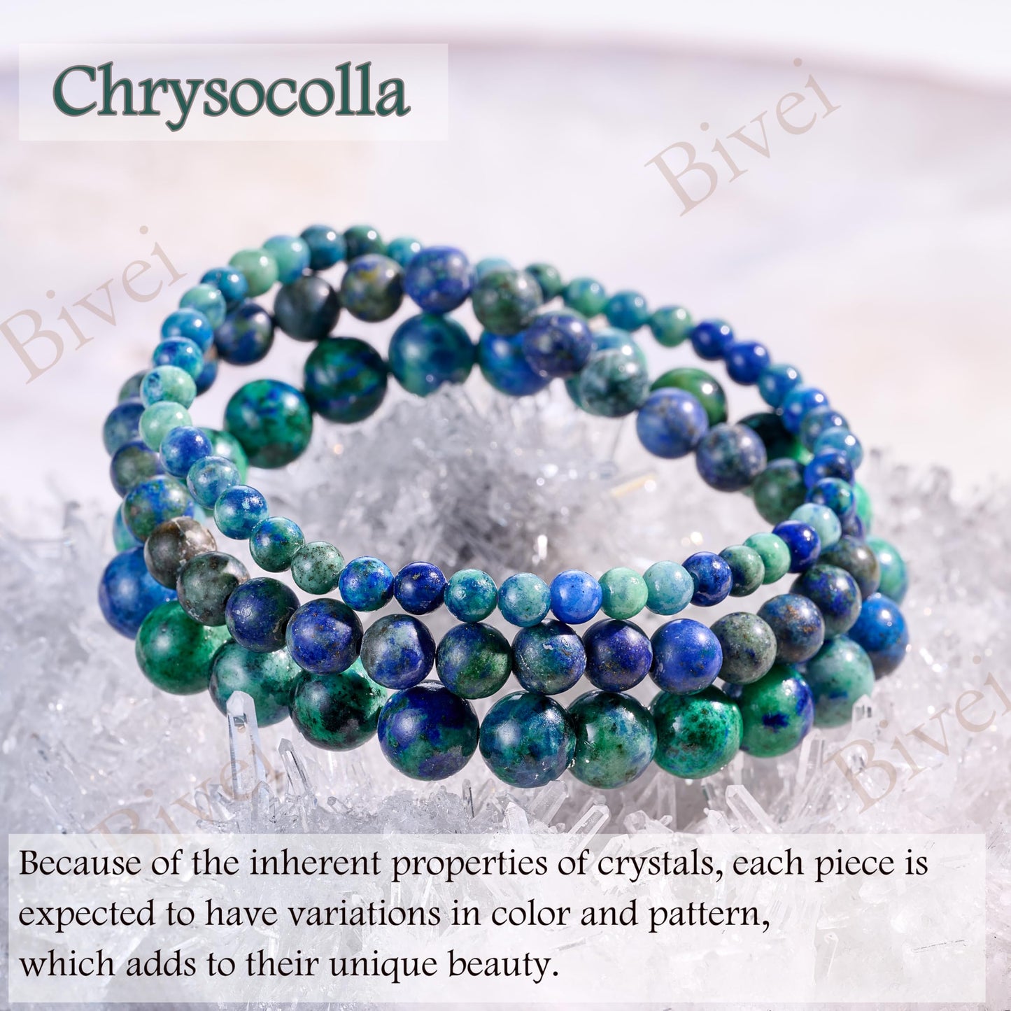 Chrysocolla-Gentle Expression-4mm Beaded Bracelets for Women Handmade Semi Precious Natural Stone Stretch Elastic Jewelry Yoga Protection Gifts