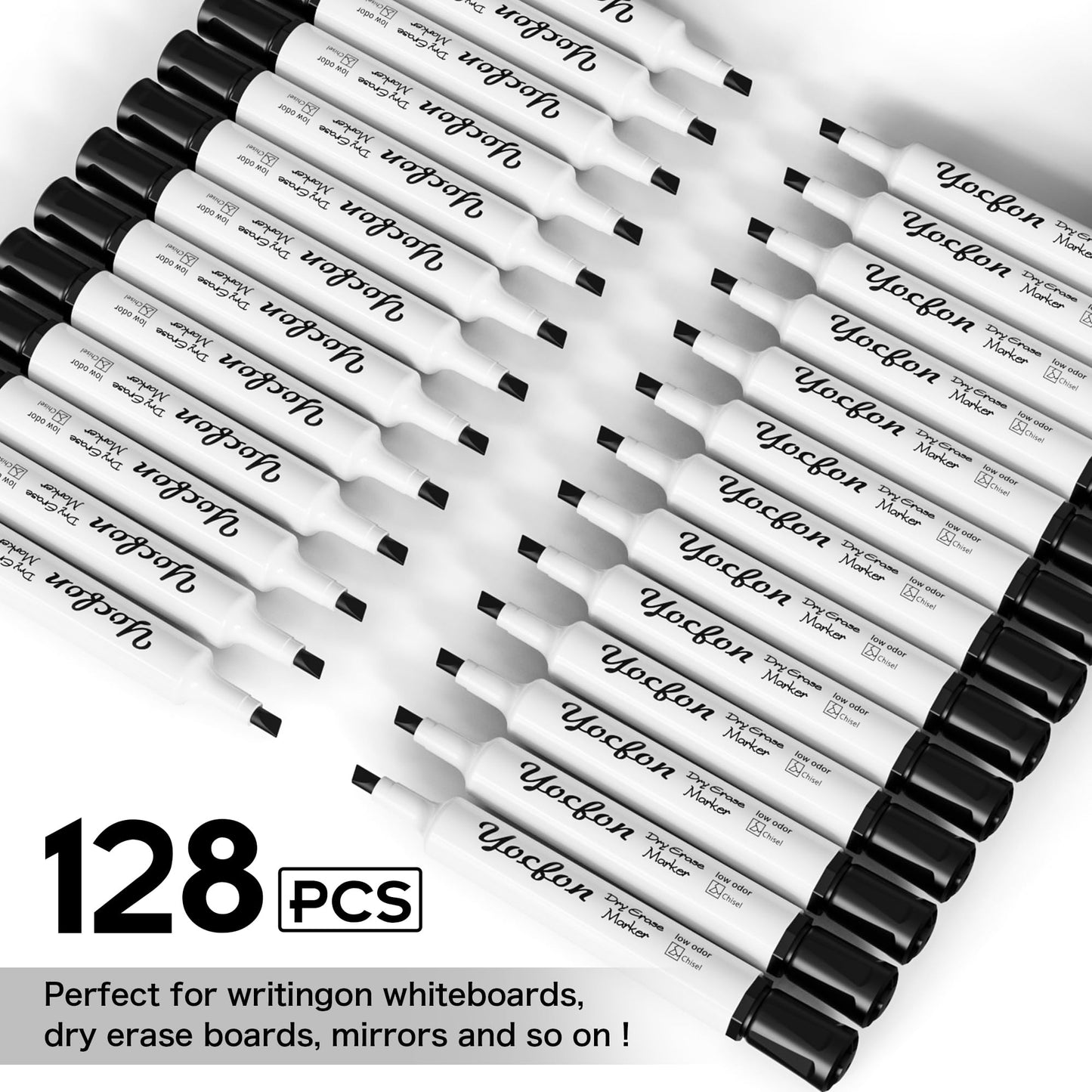 Yocfon Dry Erase Markers 128 Pack, Crown Whiteboard Markers With Chisel Tip, Low Odor Dry Erase Markers for School Office Home