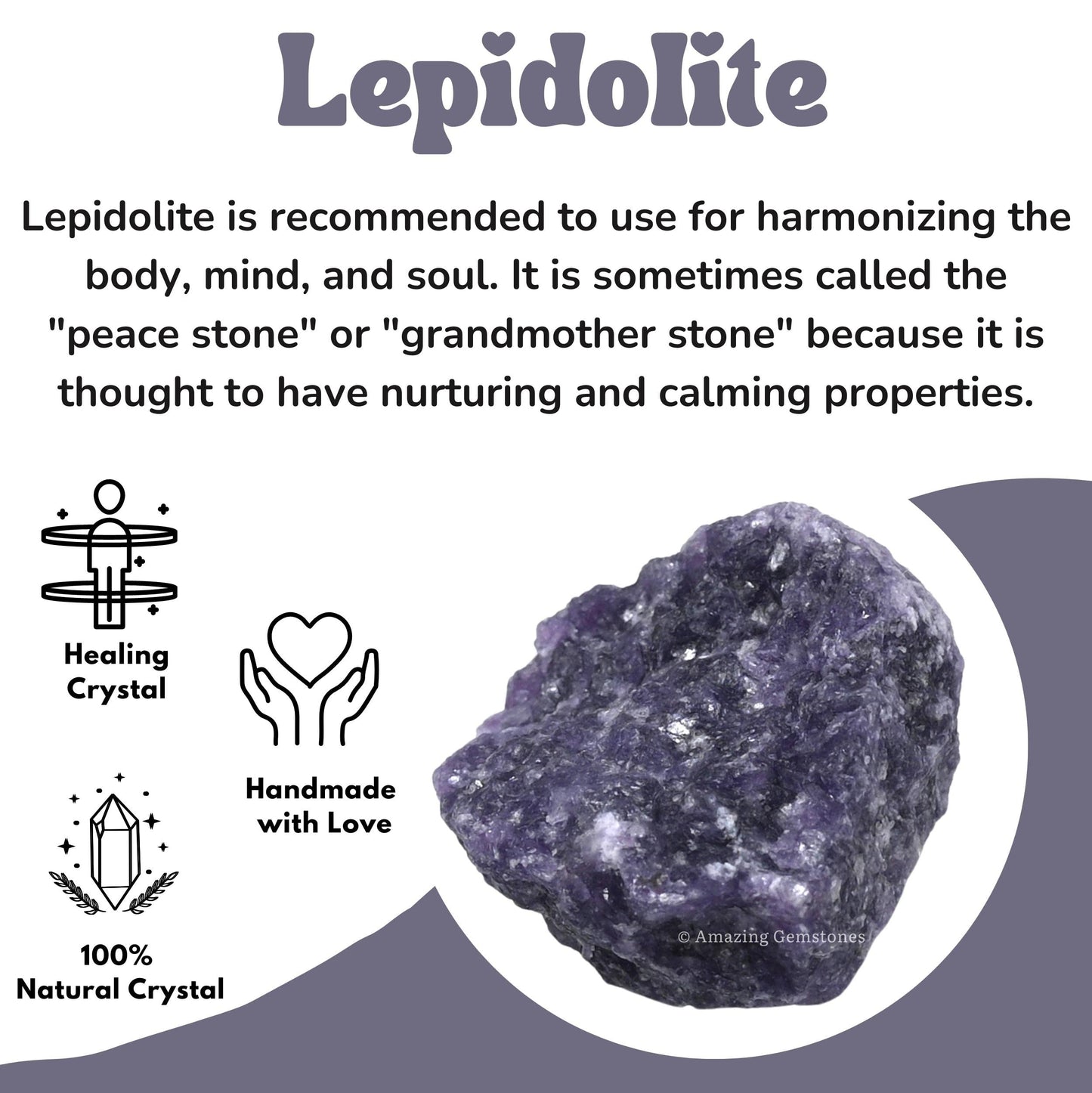 Amazing Gemstone Lepidolite Raw Crystals and Healing Stones, Natural Rocks for Tumbling and DIY Raw Stones and Crystals (5 Pieces)