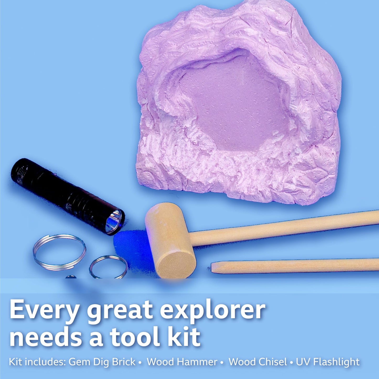 Horizon Group USA Mineral Dig Kit: Excavate 6 Real Gems, Glow in Dark, STEM Kit, Earth Science, Geology, Ages 6+