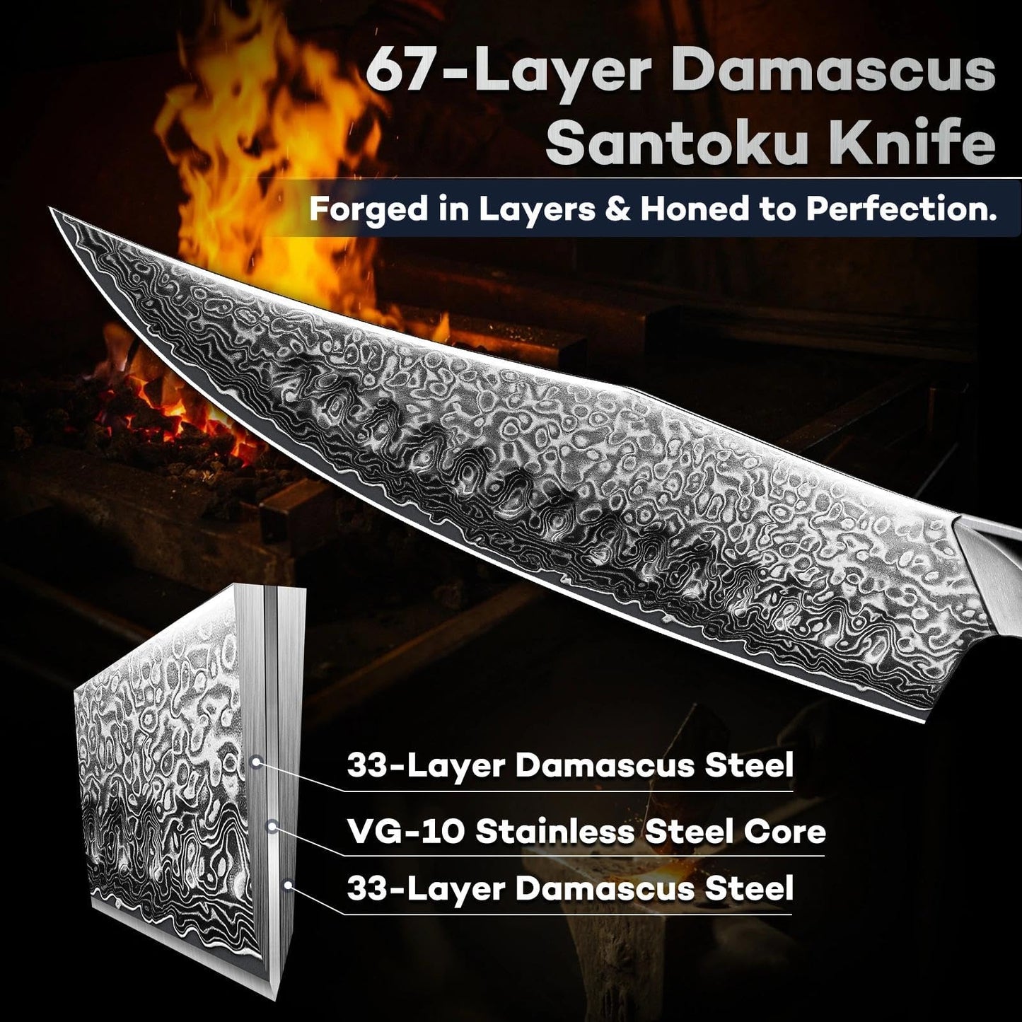 DRAGON RIOT Japanese Chef Knife, Damascus Kitchen Knife with VG10 Steel Core, Ultra Sharp Handmade Cooking Knives with Ergonomic Handle, Premium Gift Box for Mon and Dad