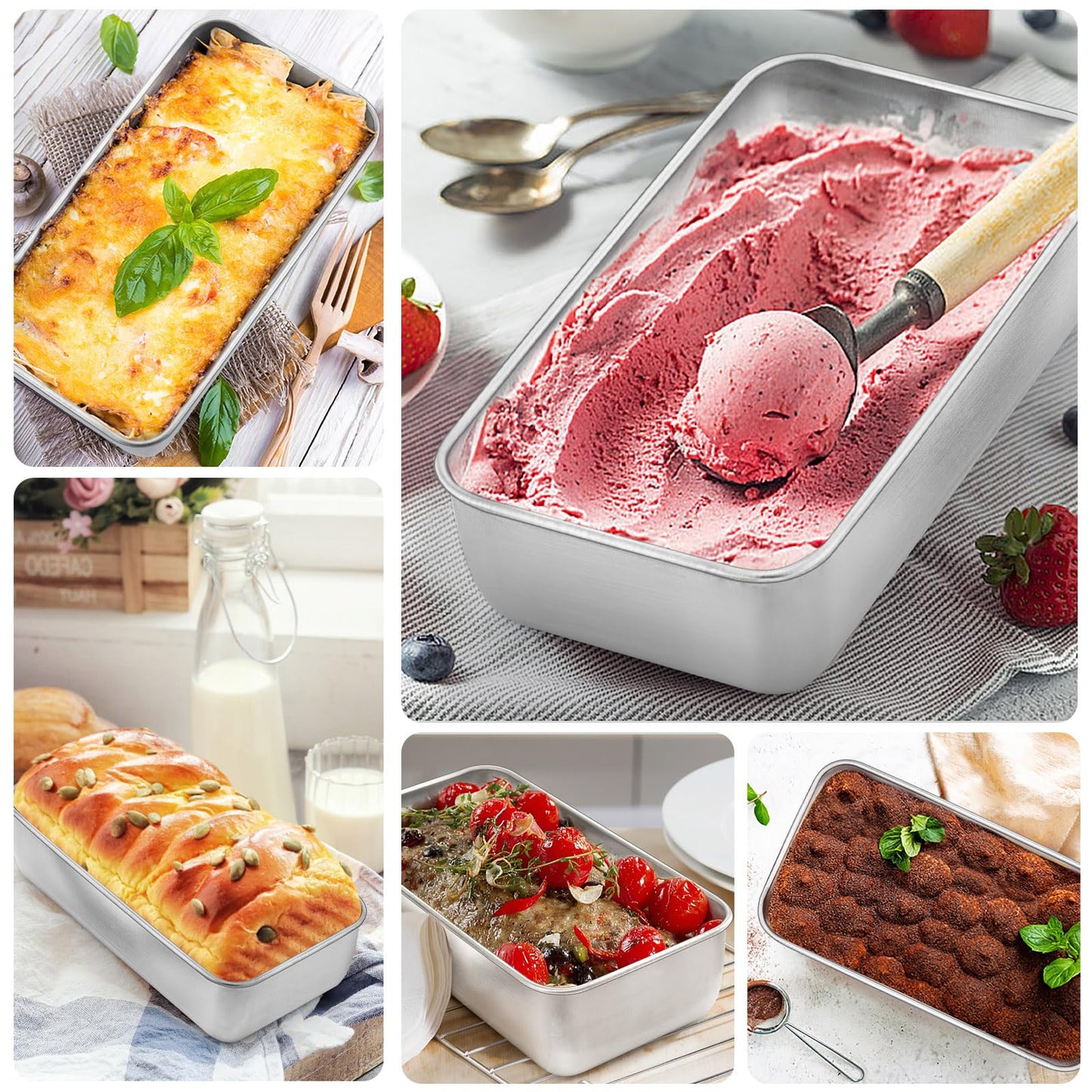 Onader Bread Loaf Pans Set of 8, 9 x 5 Inch Stainless Steel Deep Meatloaf Pan for Baking
