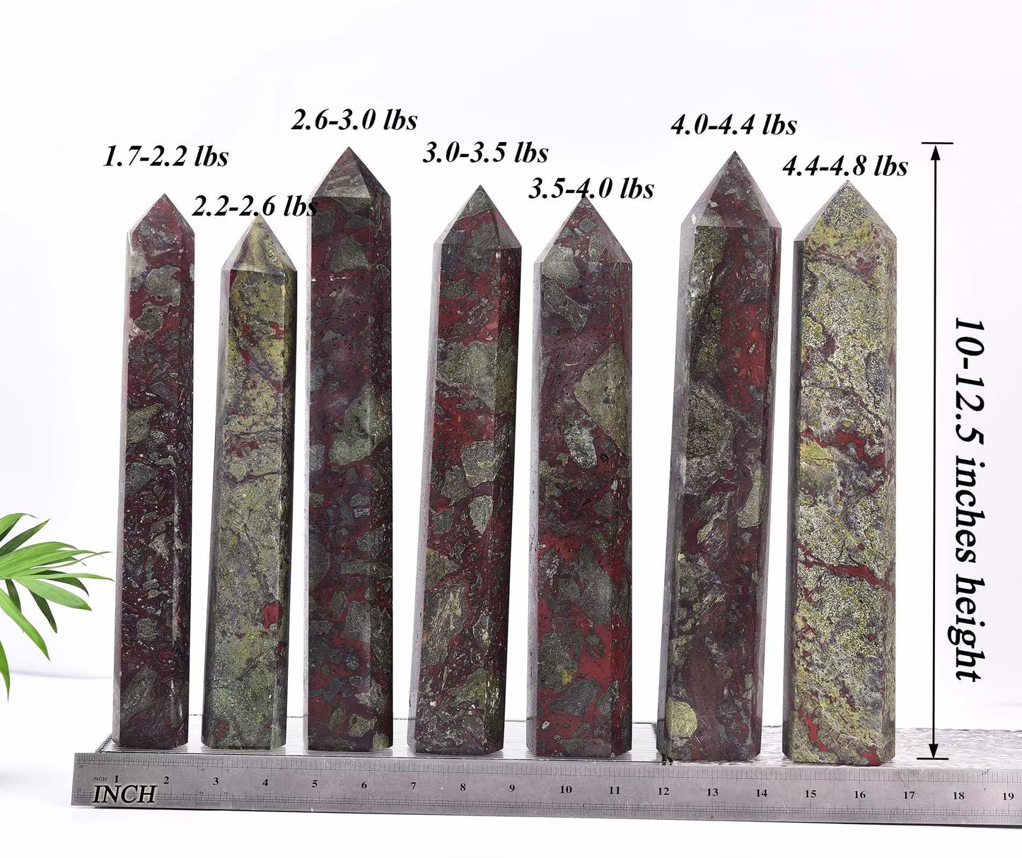 AMOYSTONE Large Blood Jasper Stone Wand Healing Crystal Obelisk Tower 6 Faceted Column Reiki Chakra Meditation Therapy 2.2-2.6 LBS