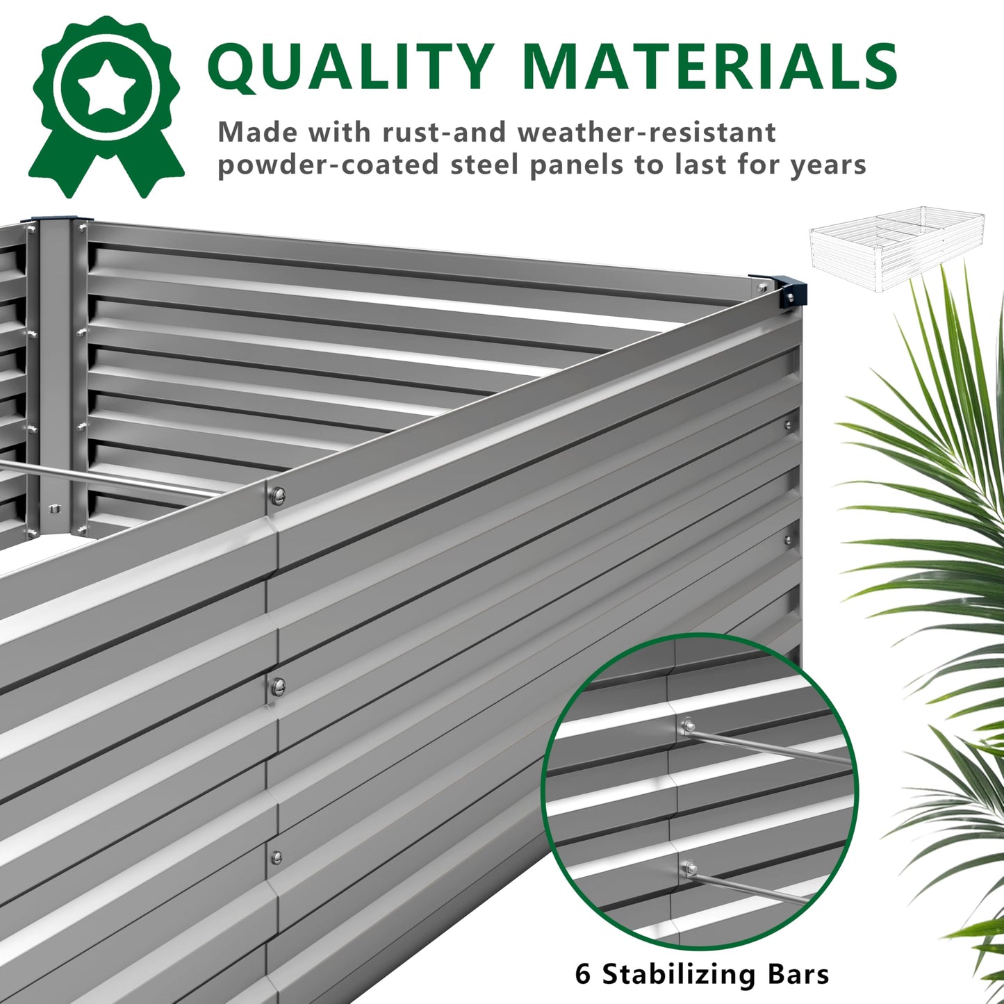 DIIYIV 12x4x1.5FT Galvanized Raised Garden Bed,Vegetable Boxes-Rectangle Metal Flower Box,Large Planter Raised Beds Outdoor Garden for Planting,Fruit,Herb-Silver