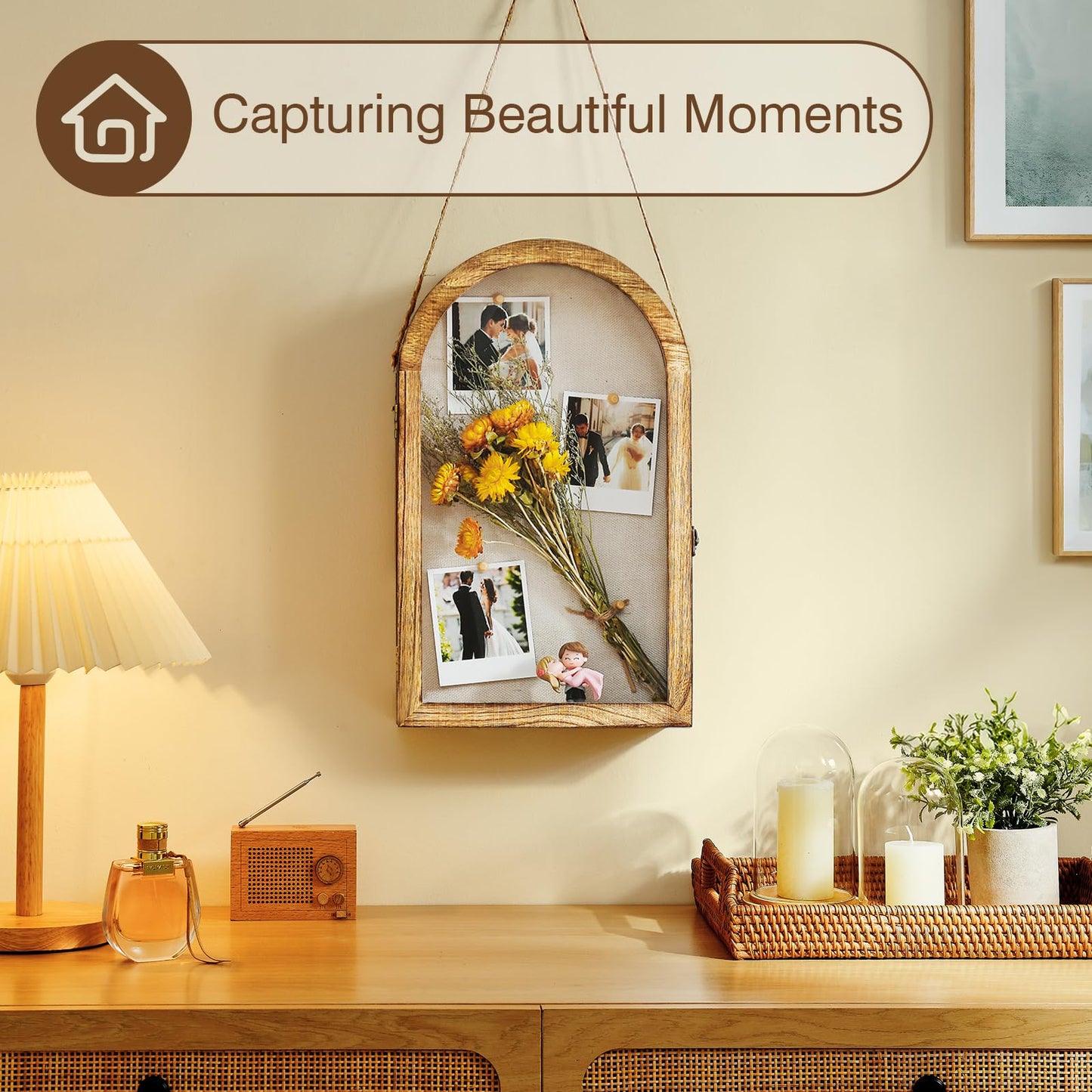 DGWJSU Shadow Box Frame 10x16 Large Shadow Boxes Display Cases with Linen Back and Removable Shelves, Picture Frame Wedding Bouquet Memorabilia Medals Photos Memory Box for Keepsakes, Carbonized Brown