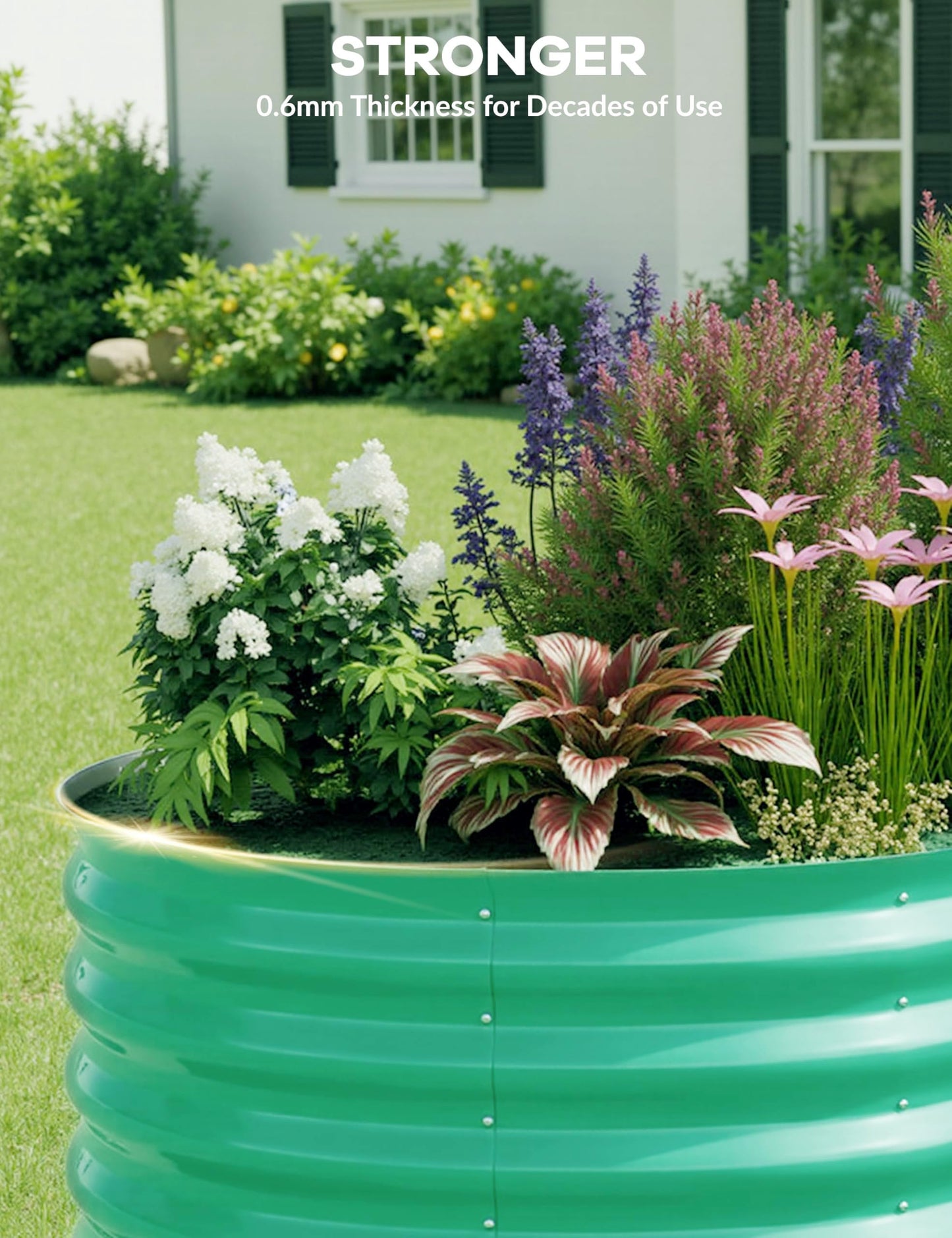 6x3x2Ft Raised Garden Bed, Galvanized Planter Box Outdoor, 24" Large Rot-Resistant Metal Garden Bed Planter for Planting Flower Vegetables Herb