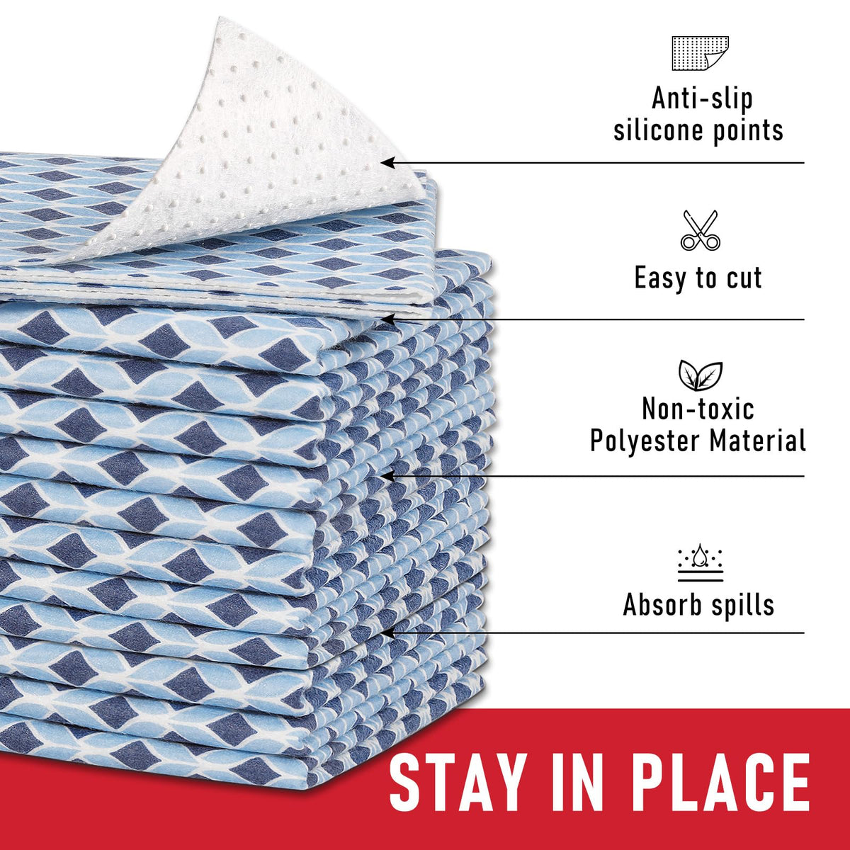 12 Pack Cloth Shelf Liners 17.7" × 24"
