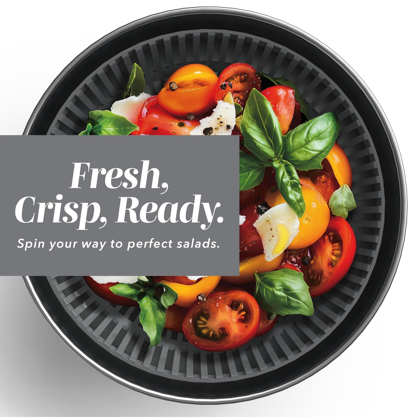 COOK WITH COLOR Stainless Steel Salad Spinner - 5 Qt. Lettuce Washer And Vegetable Spinner Dryer for Easy Salad Prep - Non Slip Base with Pull Handle - Auto Stop Brake System, Stain and Odor Resistant