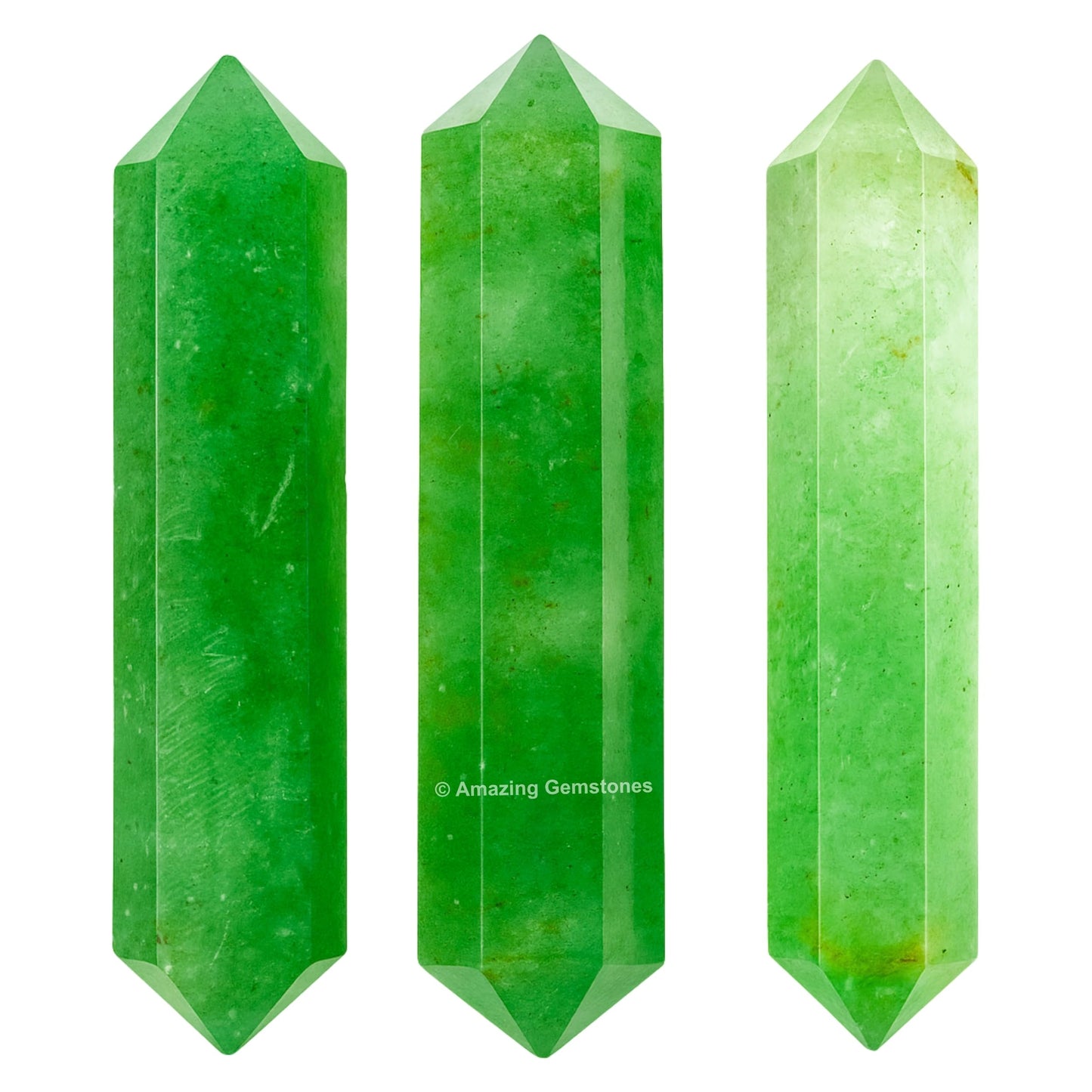 Amazing Gemstone Green Strawberry Quartz Crystal Points Bulk Healing Crystals - Pack of 3 Double Terminated Healing Wand Point Bulk Crystals, Crystal Grid, DIY - Premium Crystals for Beginners Gifts