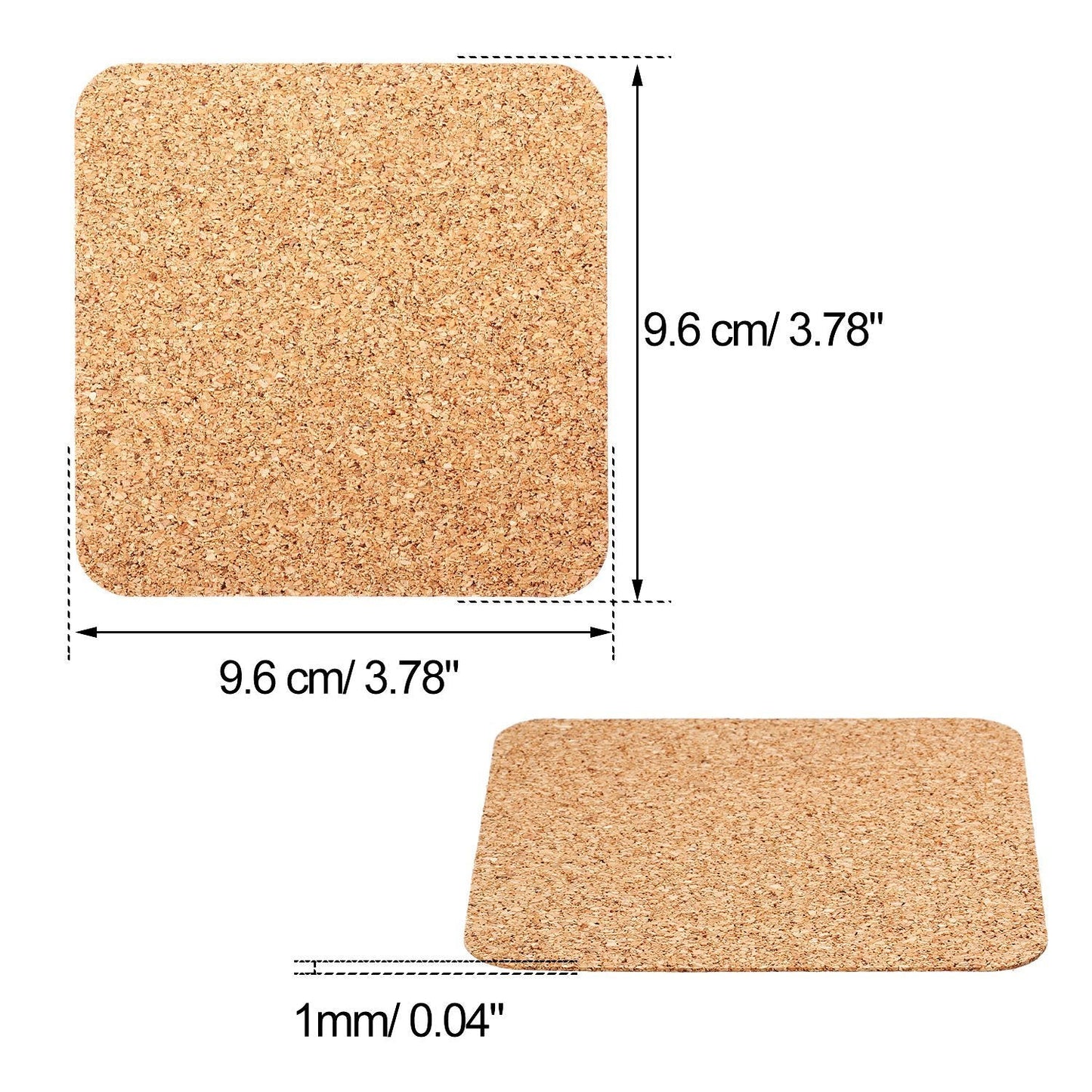 60 Pieces Self Adhesive Cork Coasters Squares/Round 4 x 4 Cork Mats Backing Sheets for DIY Coasters Crafts Backing Tiles Supplies(Square)