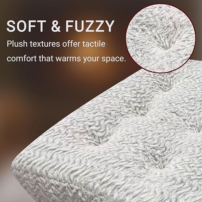 Degrees of Comfort Square Floor Cushion for Adults – Soft Velvet Meditation Pillow – Thick Tatami Seating Pad for Winter Home – 22” x 22”, Brushed Chevron, 1 Pack