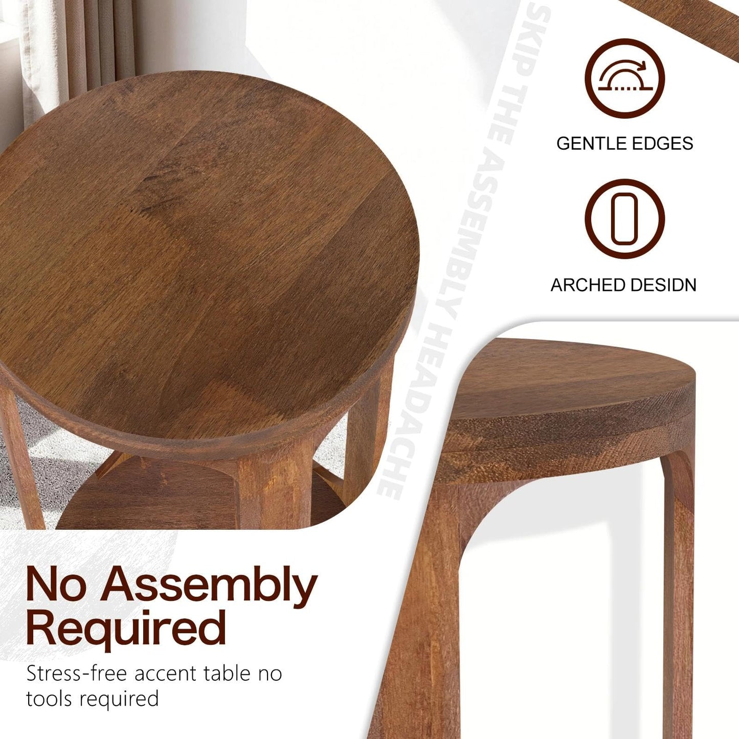 GIFTTROVE Wooden Drink Table, Pedestal Round End Table, Walnut Brown Nightstand Accent Tables, Small Side Tables for Living Room Plant Stand, Bedroom, 12" x 24"
