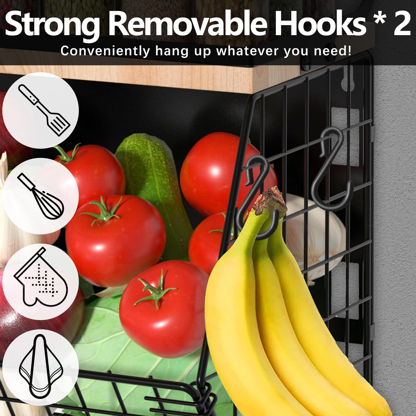 Uninol home Magnetic Shelf for Fridge with Wood Lid, Large Container Magnetic Spice Rack for Refrigerator,Fruit Potato and Onion Storage Bins, Pantry Organizers & Storage, Kitchen Counter, Cabinet