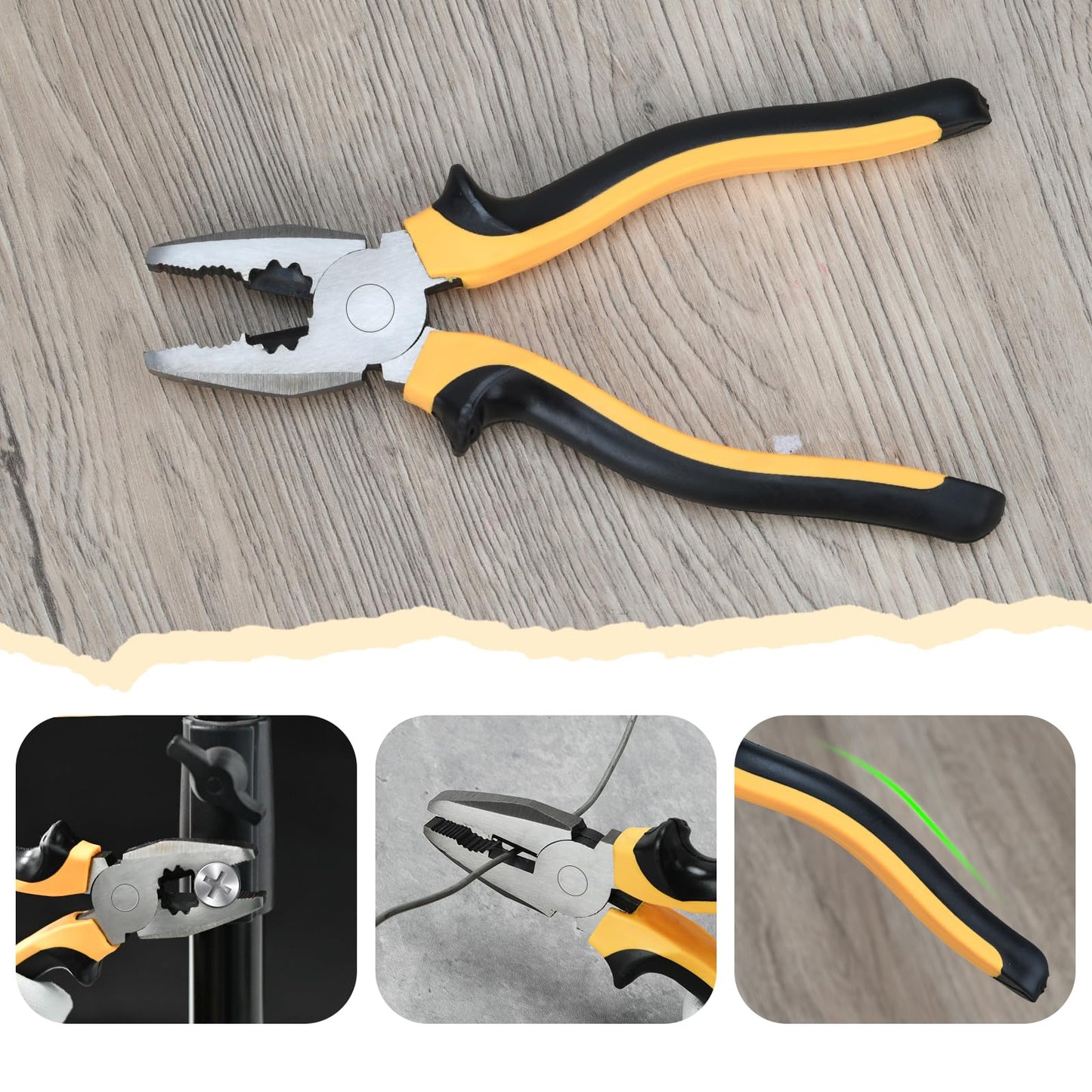 Plier Hammer Tool Set, 8 Inch Lineman’s Plier with Wire Cutter Heavy Duty Claw Hammer with Nonslip Handle