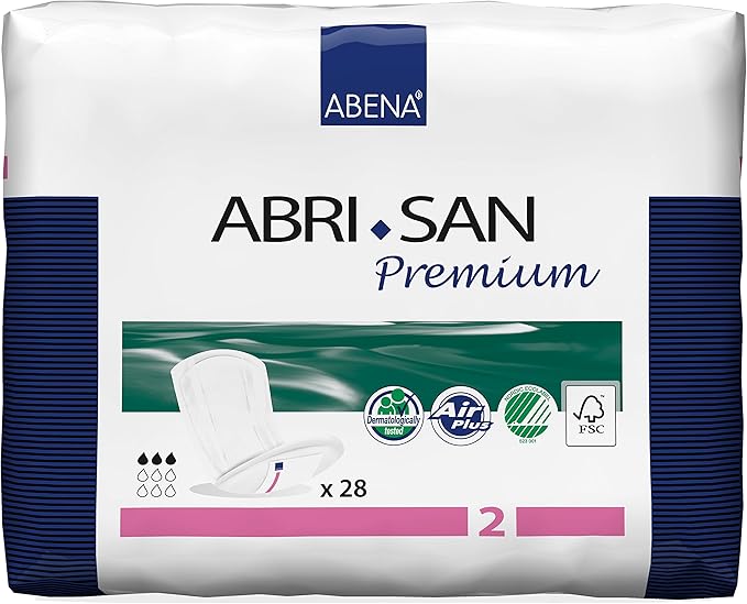 Abena Abri-San Premium Incontinence Pads, Light Absorbency, (Sizes 1 To 3A) Size 2, 252 Count
