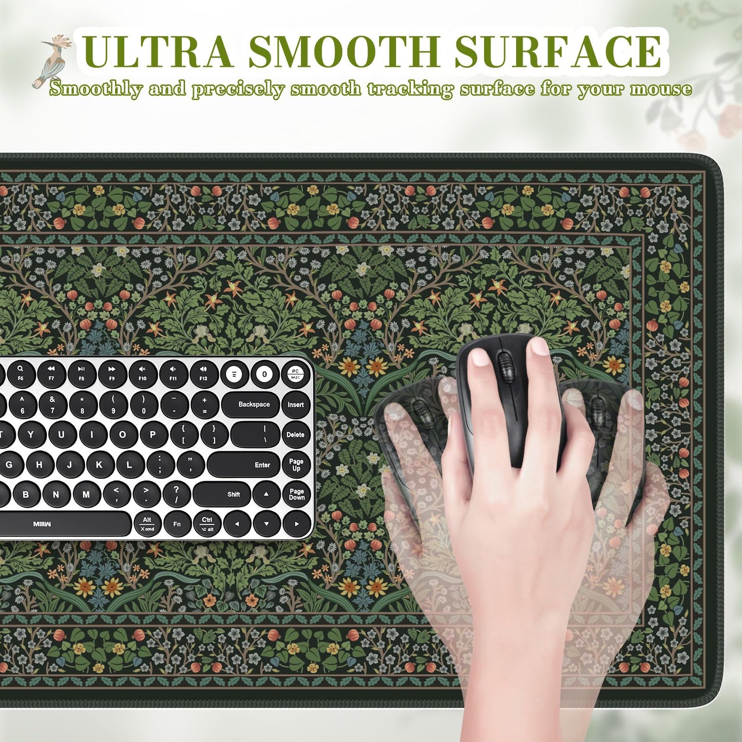 iCasso Big Mouse Pad, Desk Pad Mat, Full Desk Large Mousepad, Anti-Slip Smooth Surface XXL Computer Pad with Stitched Edges for Home Office Organizer (Green)