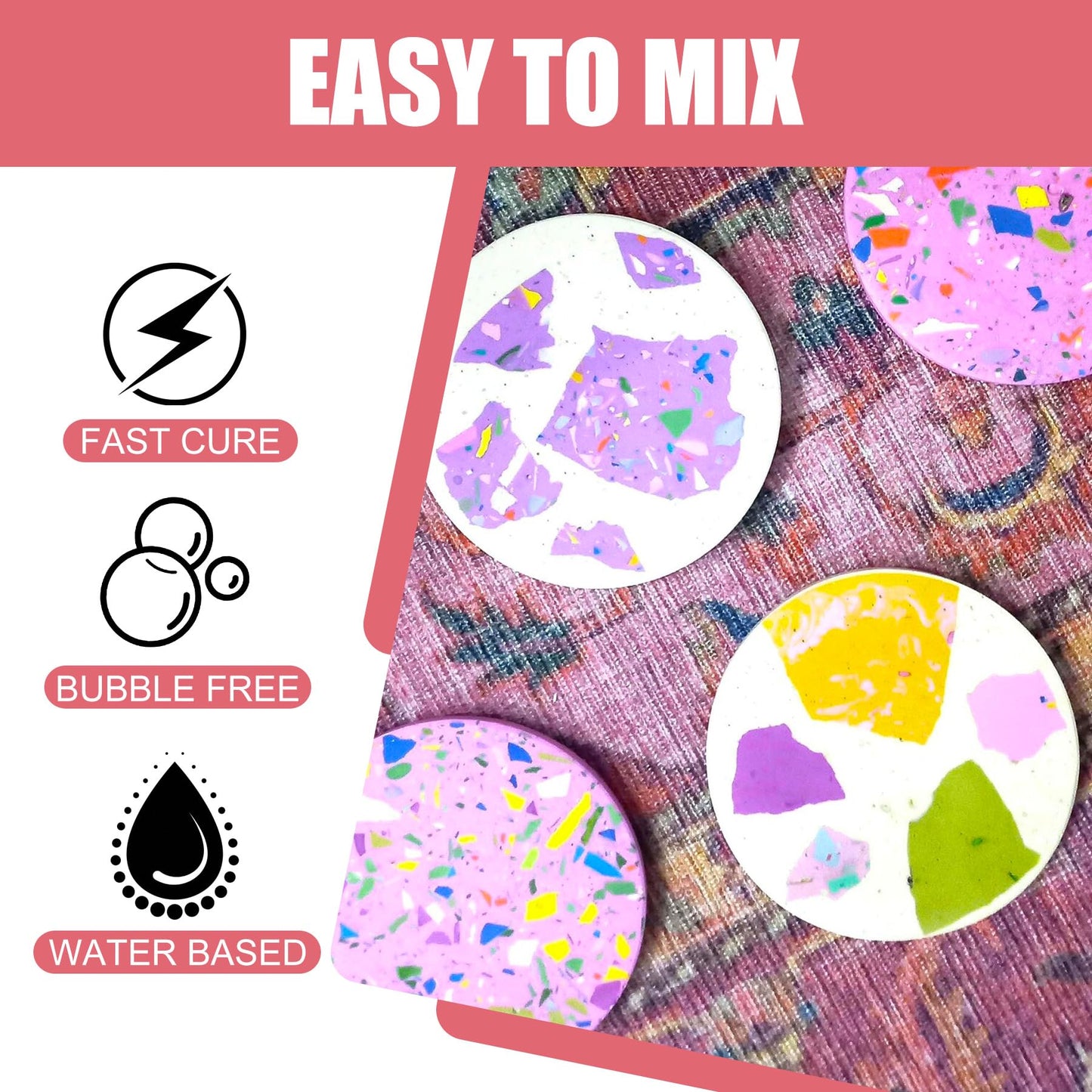 Eco Resin Casting Powder - 1400g Ceramic Resin Powders Kit with 6pcs Pigments, Fast Curing, Easy to Demold, Water Mixed Activated - Toxic-Free, Odorless - Plaster Casting Kit for DIY Home Art Crafts
