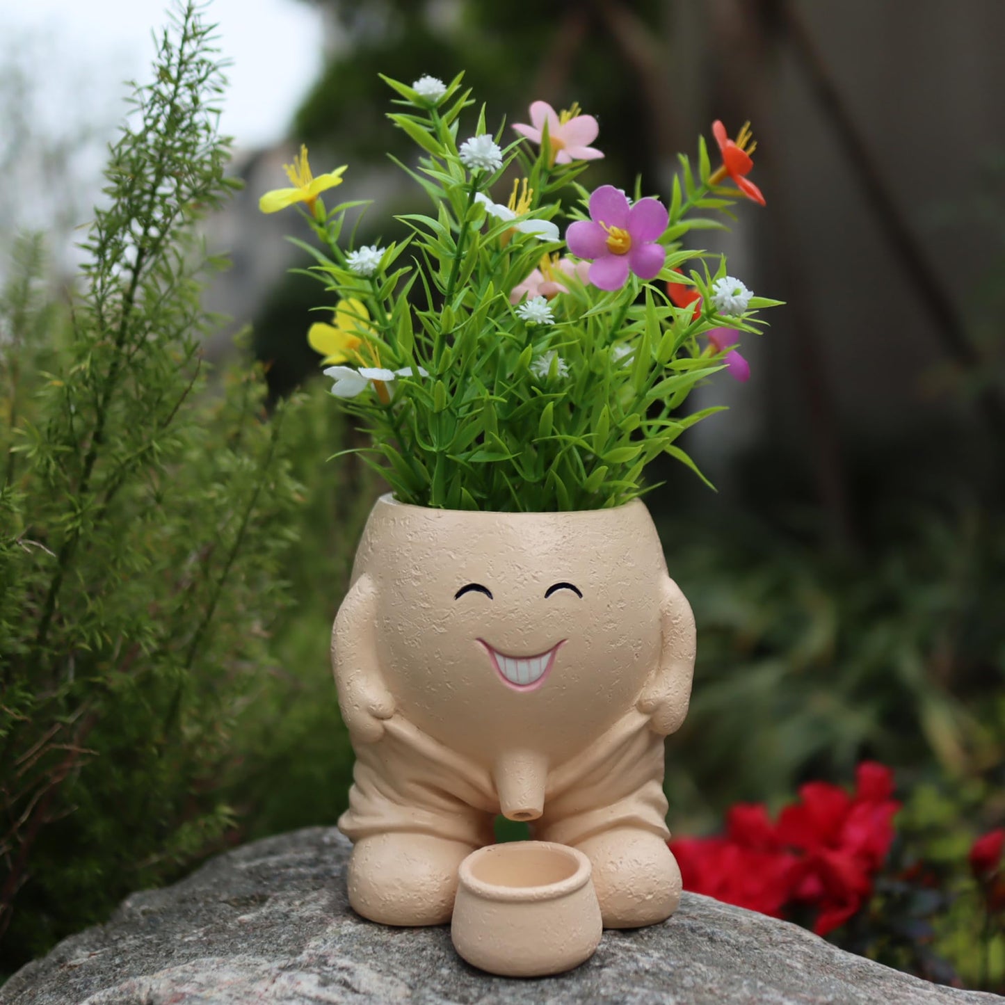 Dolkgy Cute Head Planter, Face Plant Pot Fun Head Vase for Plants for Indoor Outdoor Décor, Unique Cactus Office Flower Pots