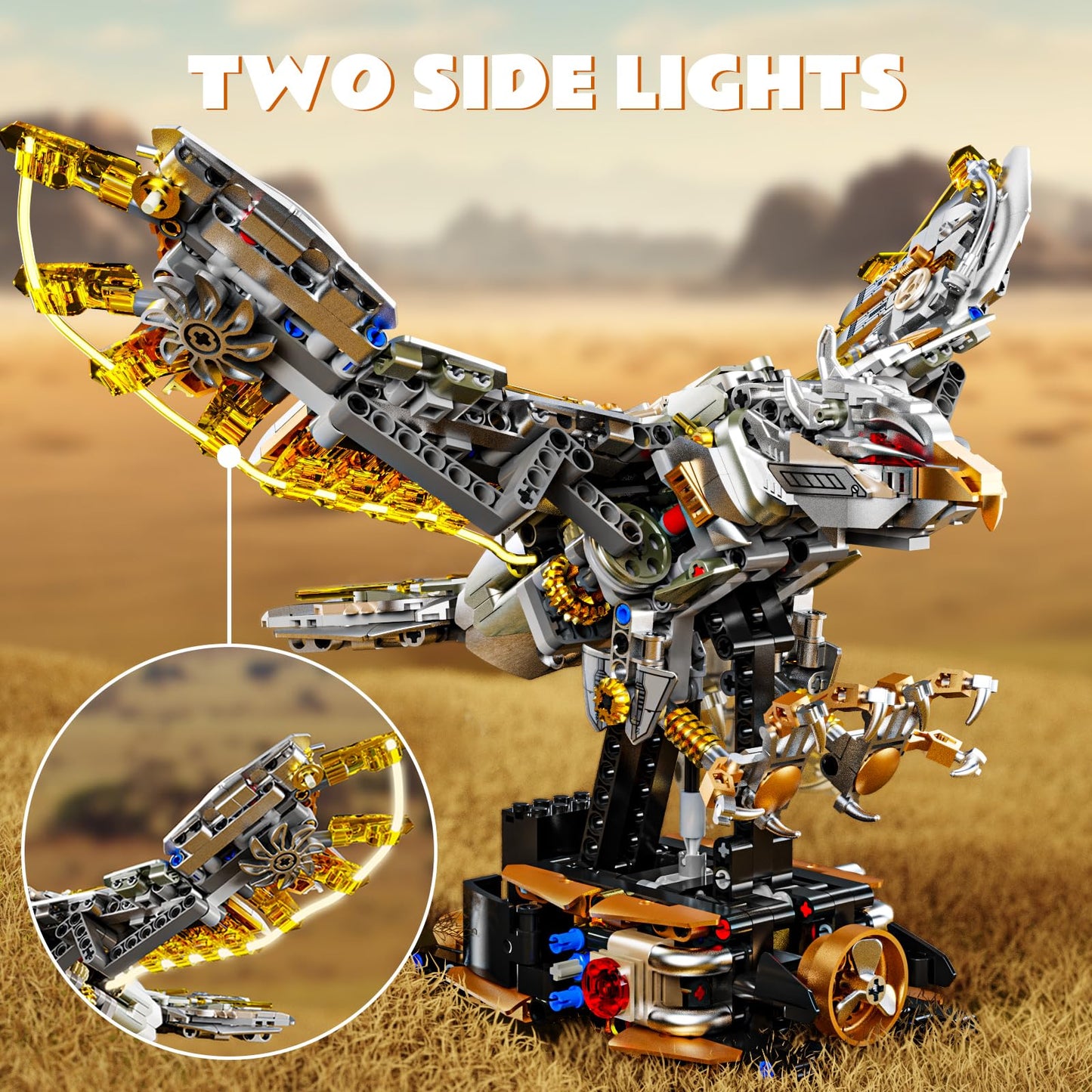 CSNRHG Mechanical Eagle Building Block Set 3D Poseable Model with Articulated Wings & Talons STEM Toy for Kids & Adults Ideal Gift for Engineering, Nature & Animal Lovers