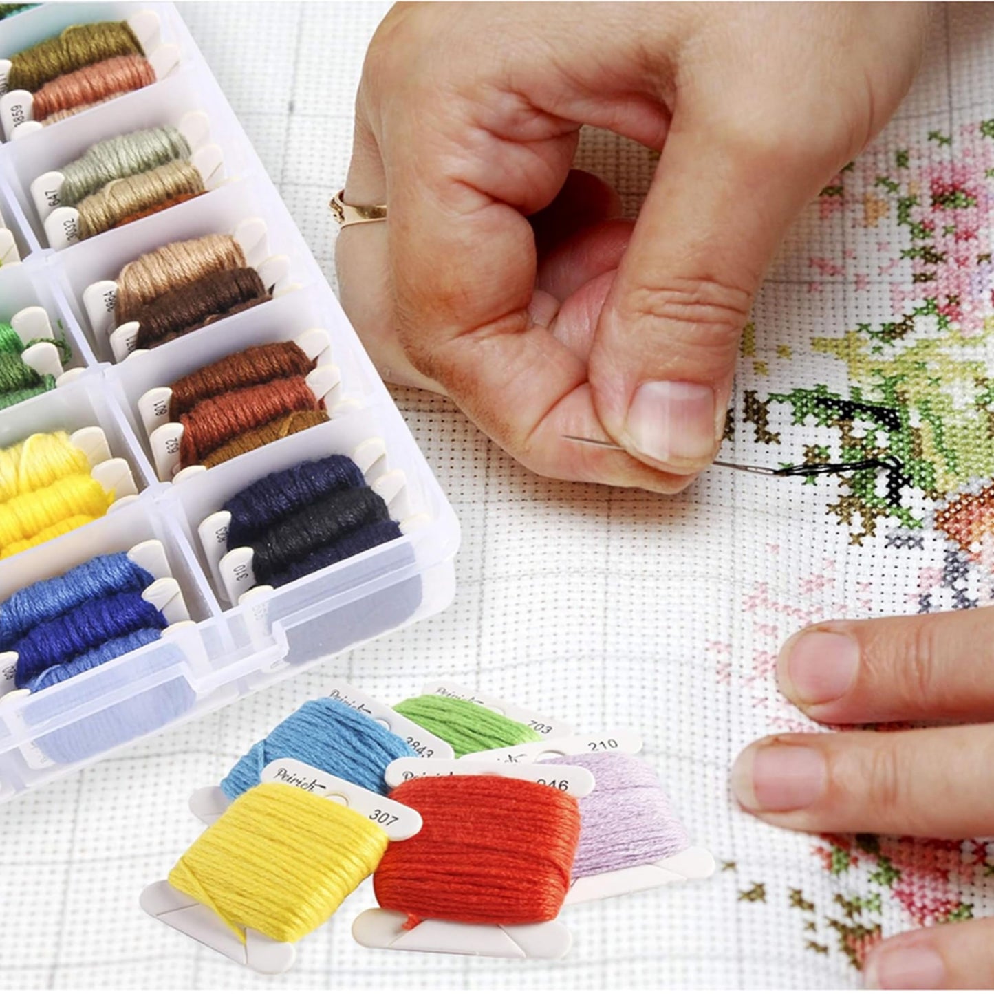 XMZCOLA Embroidery kit for Beginners Adults,1200 Pcs + Friendship Bracelet String Kits with Storage Box,95 Colors Embroidery Thread and 1000 Crafts Beads,Embroidery Floss and Accessories