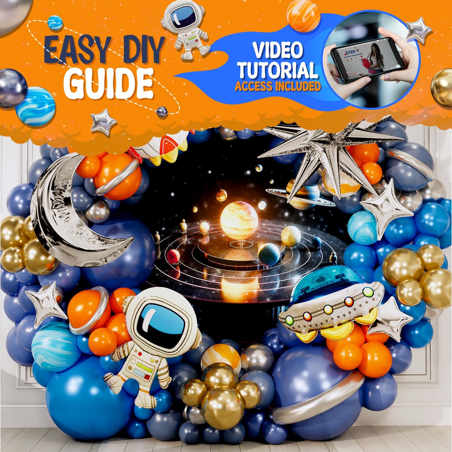 ALL-IN-1 Space Balloon Arch Kit with BONUS Specialty Foil Balloons for Outer Space Party Decorations - Galaxy Balloons for Galaxy Party Decorations, Astrobot, Astronaut Birthday Decorations