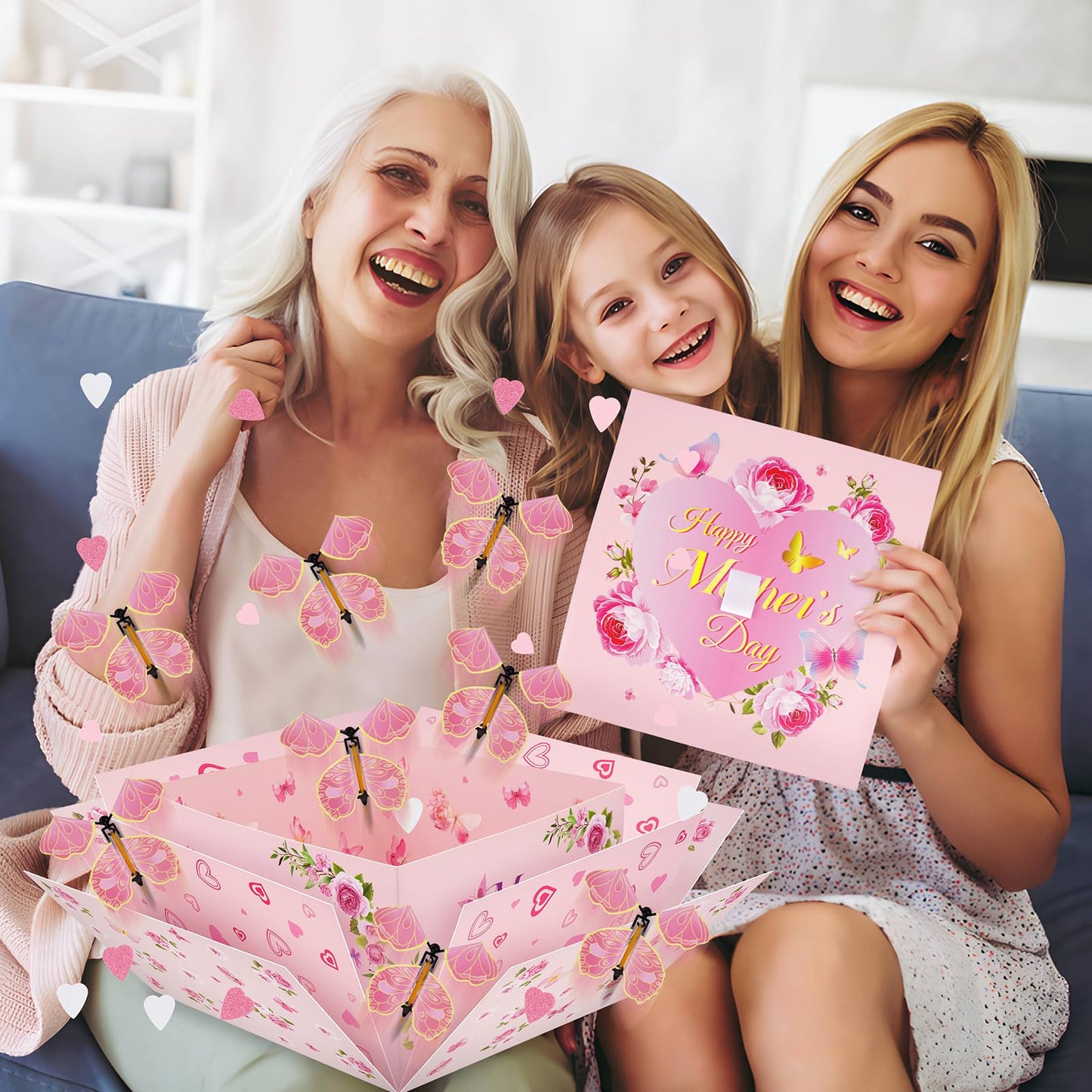 FVNPIHAM Mother'S Day Explosion Gift Box, Surprise Gift Box Explosion with 8pcs Flying Butterfly Surprise Box for Mom, Butterfly Explosion Gift Box for Mothers Day Gifts Wrapping