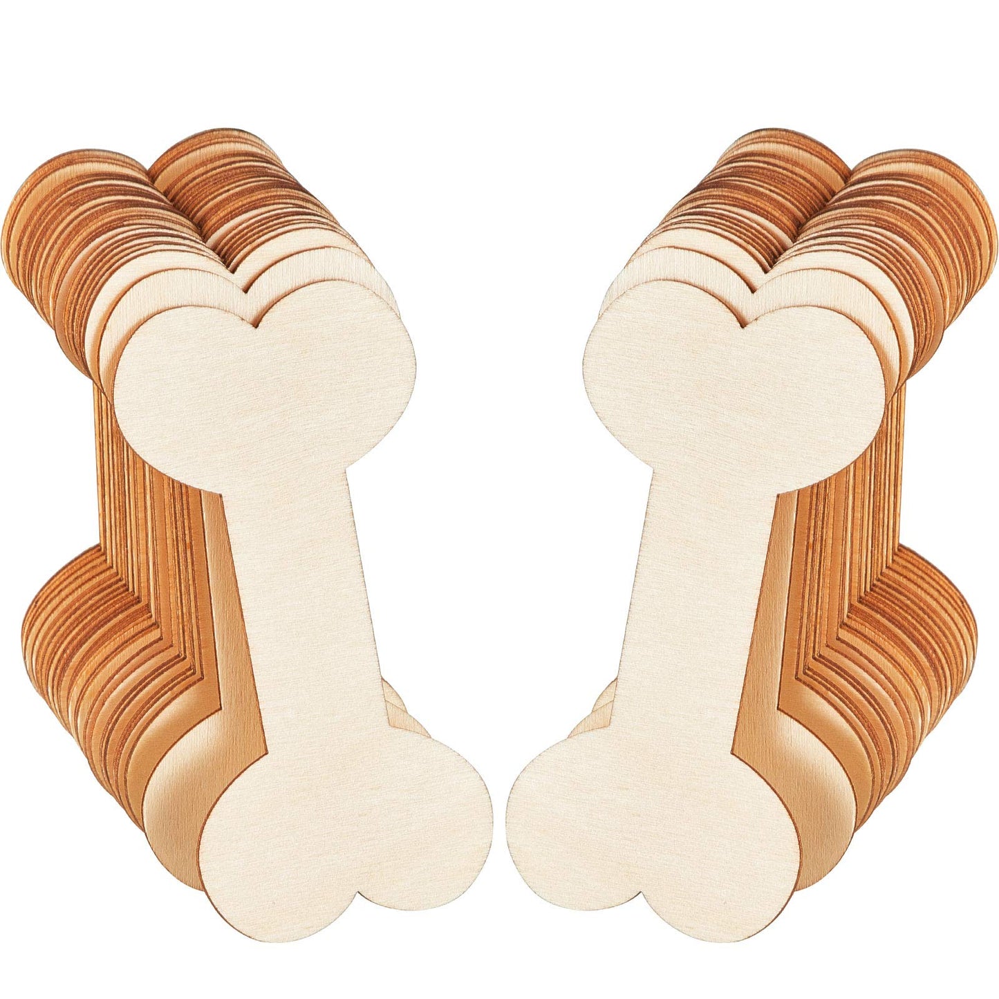 40 Pieces 4.3 x 2.2 Inches Wood Dog Bone Cutouts Unfinished Wood Dog Bone Plain Bone Shaped Wood for Crafts Wooden DIY Projects Home Decoration