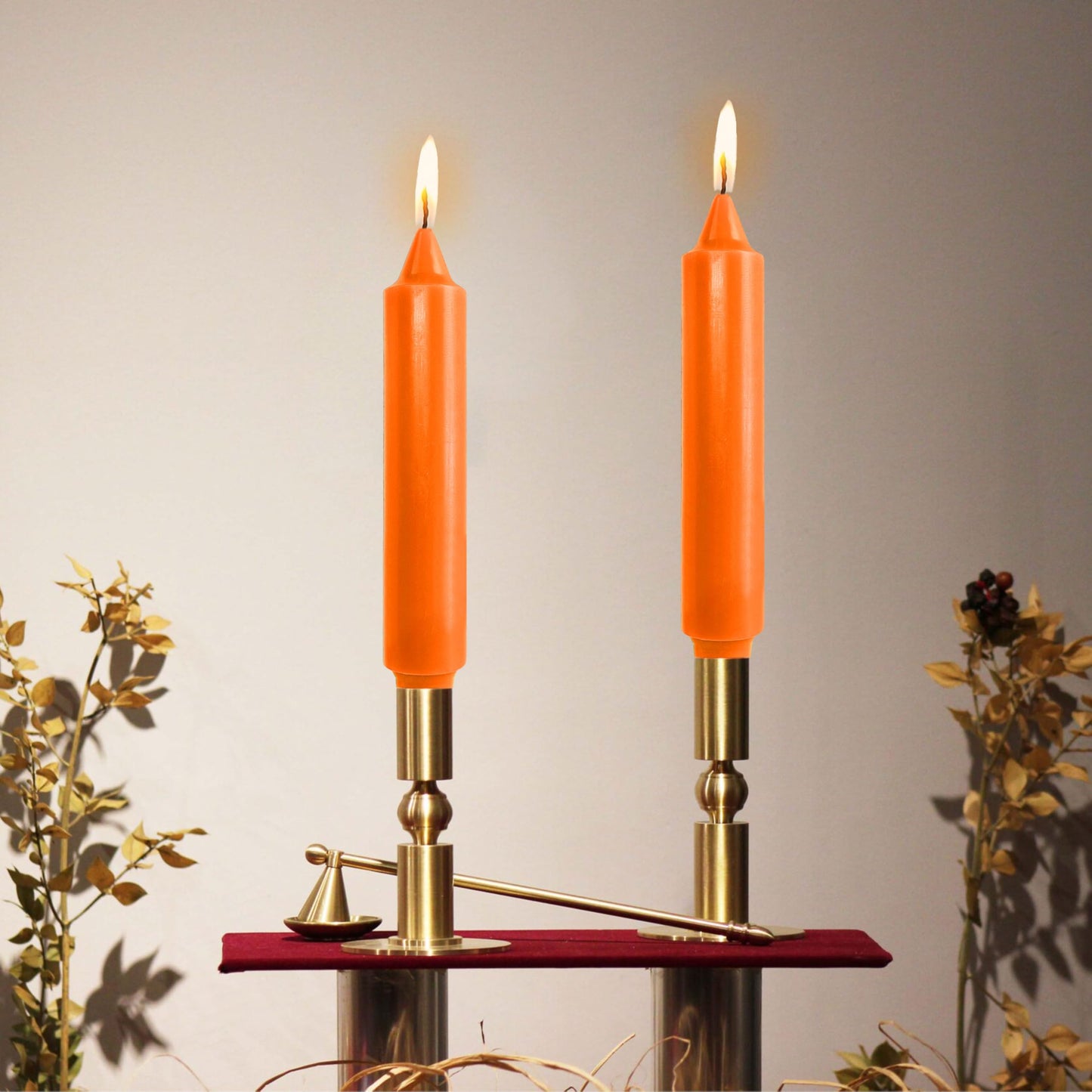 NJAO HOO Halloween Candlesticks Orange Short Taper Candle 7 Inch Unscented Dripless Tapered Candle Set for Home Dinner Fall Decor Party, 4 Pack