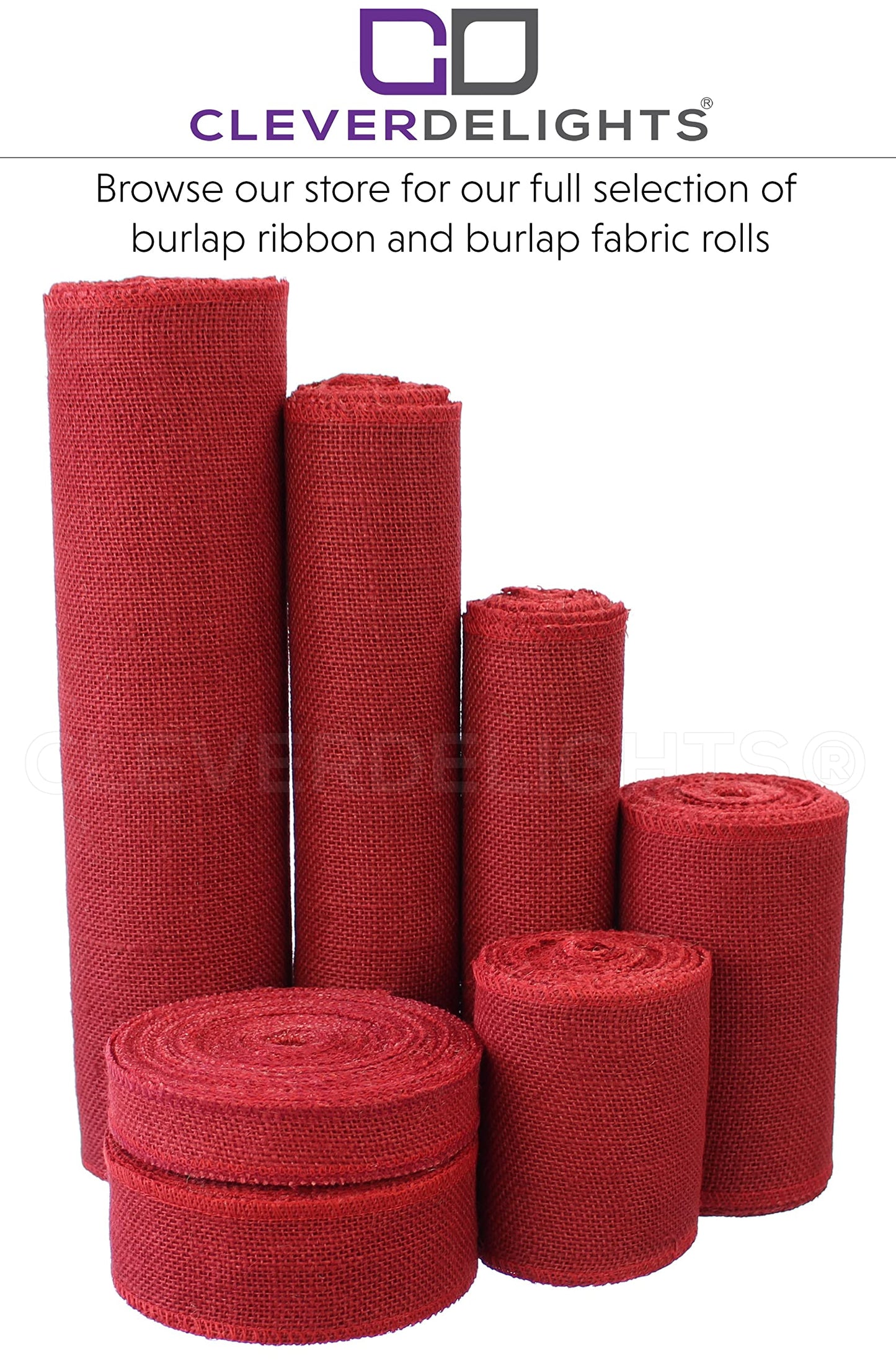 CleverDelights 6" Red Burlap Roll - Finished Edges - 10 Yards - Jute Burlap Fabric