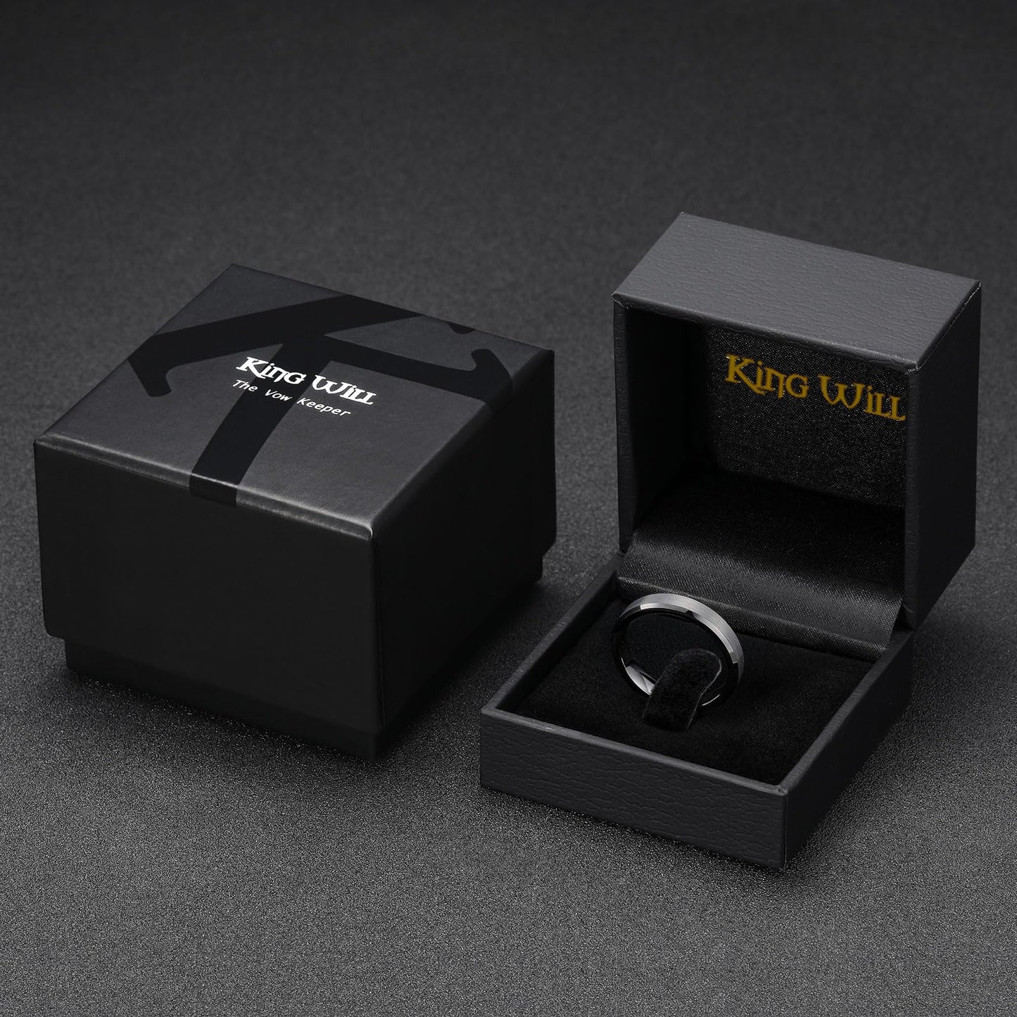 King Will Gunmetal Basic Tungsten Rings For Men 4mm Wedding Band Polished Edge Brushed Matte Promise Ring Comfort Fit, Size 8