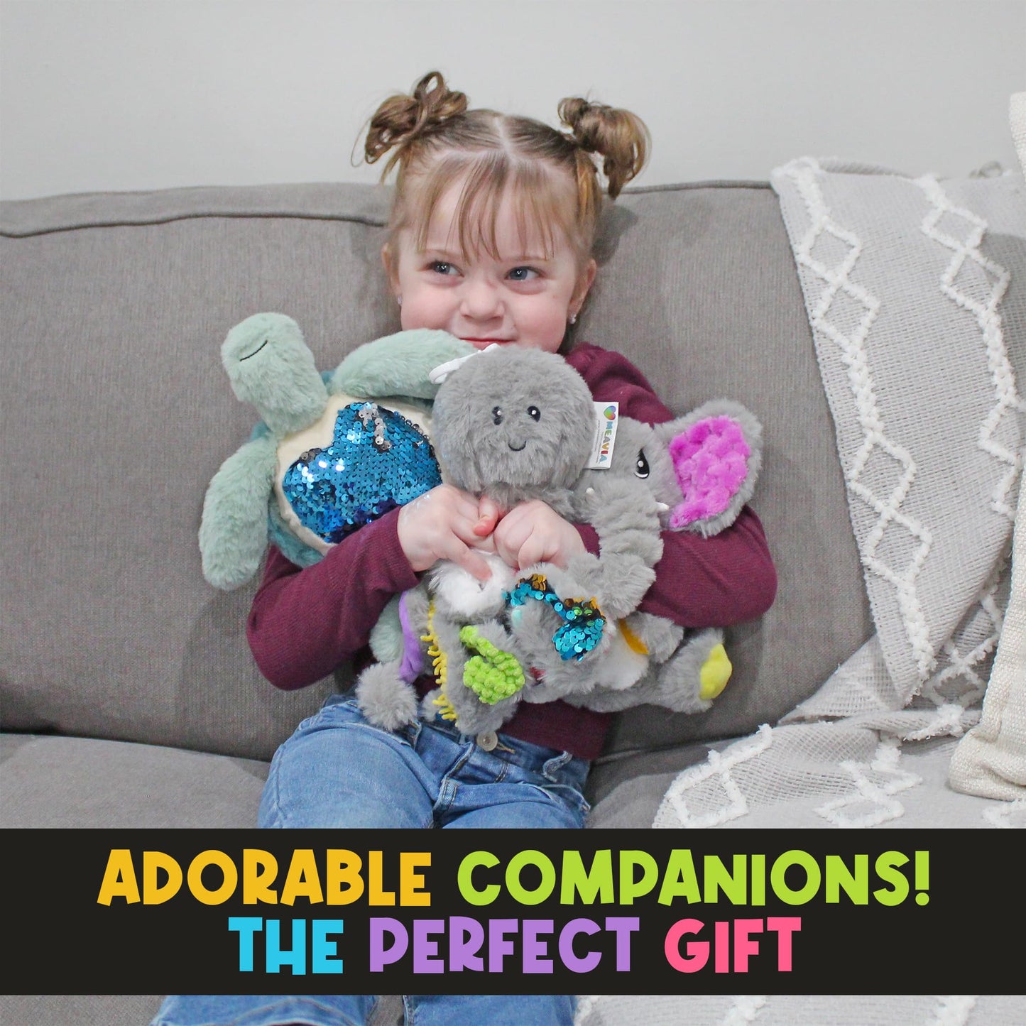 MEAVIA Sensory Plush Gift Set (Set of 3); Mini Friends, Octopus, Elephant, and Turtle Stuffed Toys