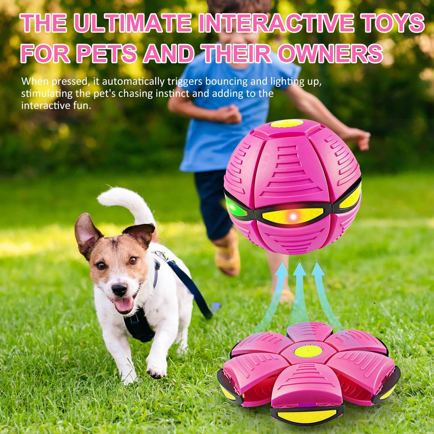 BHPWZB Magic Ball Pop Up Balls Light-Up – Magic Bouncing Pop Up Toy with Bright Motion Lights Dual-Form Magic Meta Ball Bouncy Balls for Indoor Outdoor Fun (Pink)