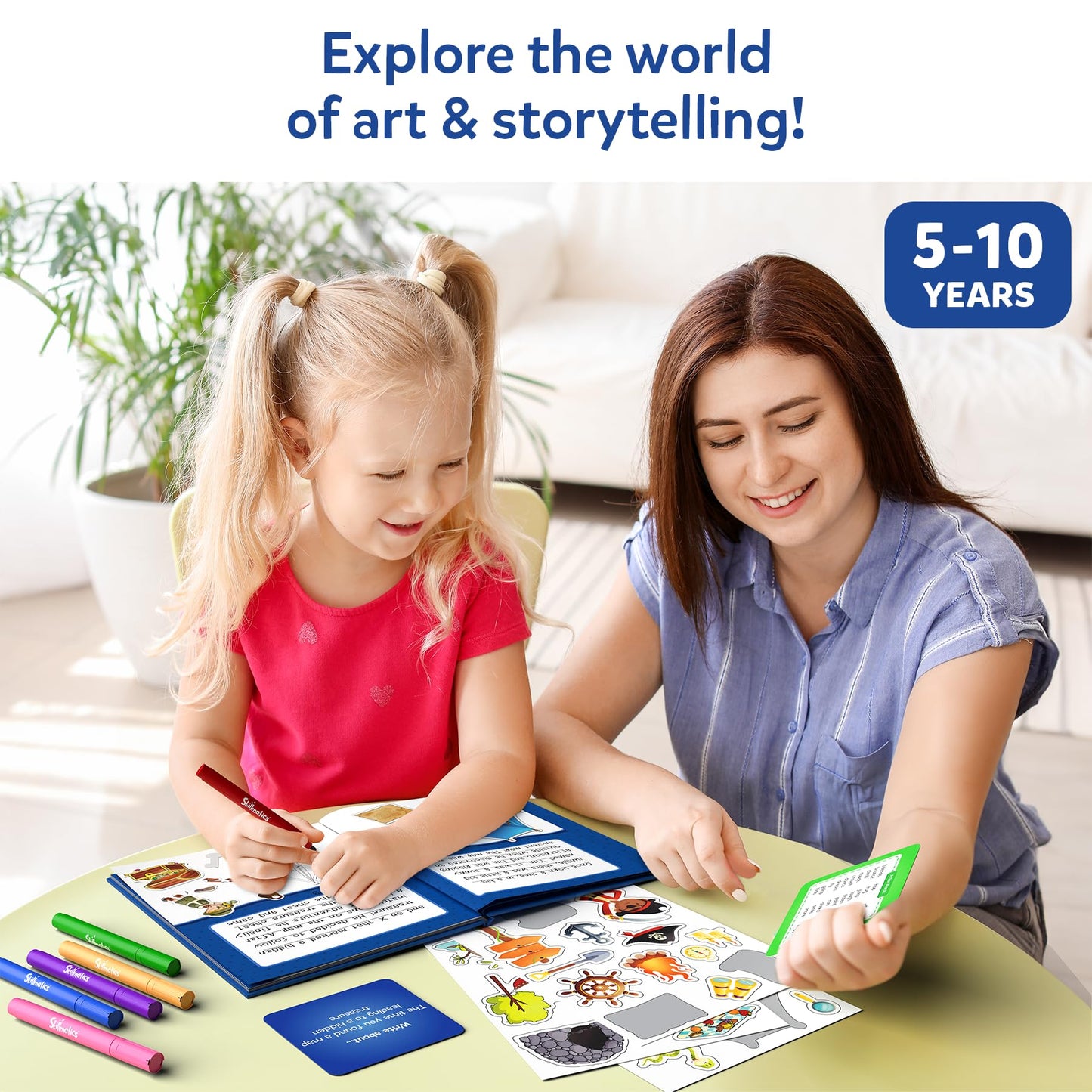 Skillmatics Storybook Art Kit - Create Adventure Stories, DIY Craft & Writing Kit with 300+ Stickers, Scrapbooking & Journal Activity, Gifts for Kids Ages 5, 6, 7, 8, 9, 10