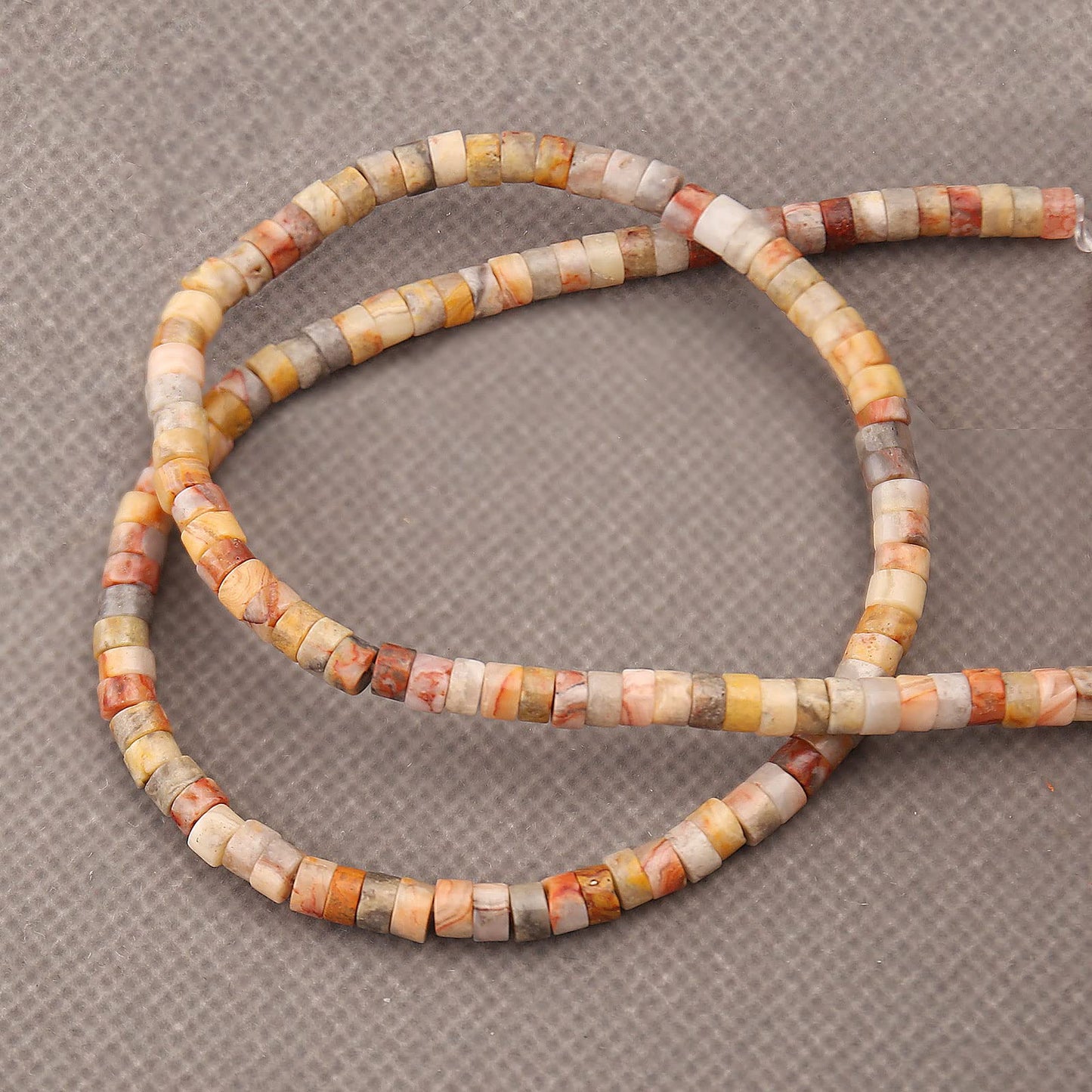 150PCs Natural Crazy Lace Agate Spacer Beads, Loose Semi Precious Flat Round Gemstone Heishi Disc Stone Beads for Beading Jewelry Making 4mm*2mm 38cm