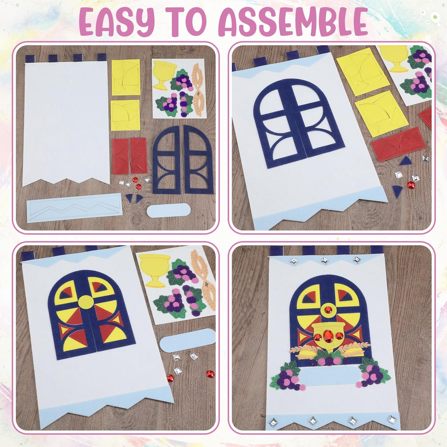Hillsuren 2 Pack First Communion Banner Kit for Girls Boys, 9 x 12 Inches Felt First Holy Communion Banner Sunday School Gates Decoration for Church Catholic School DIY Crafts Supplies