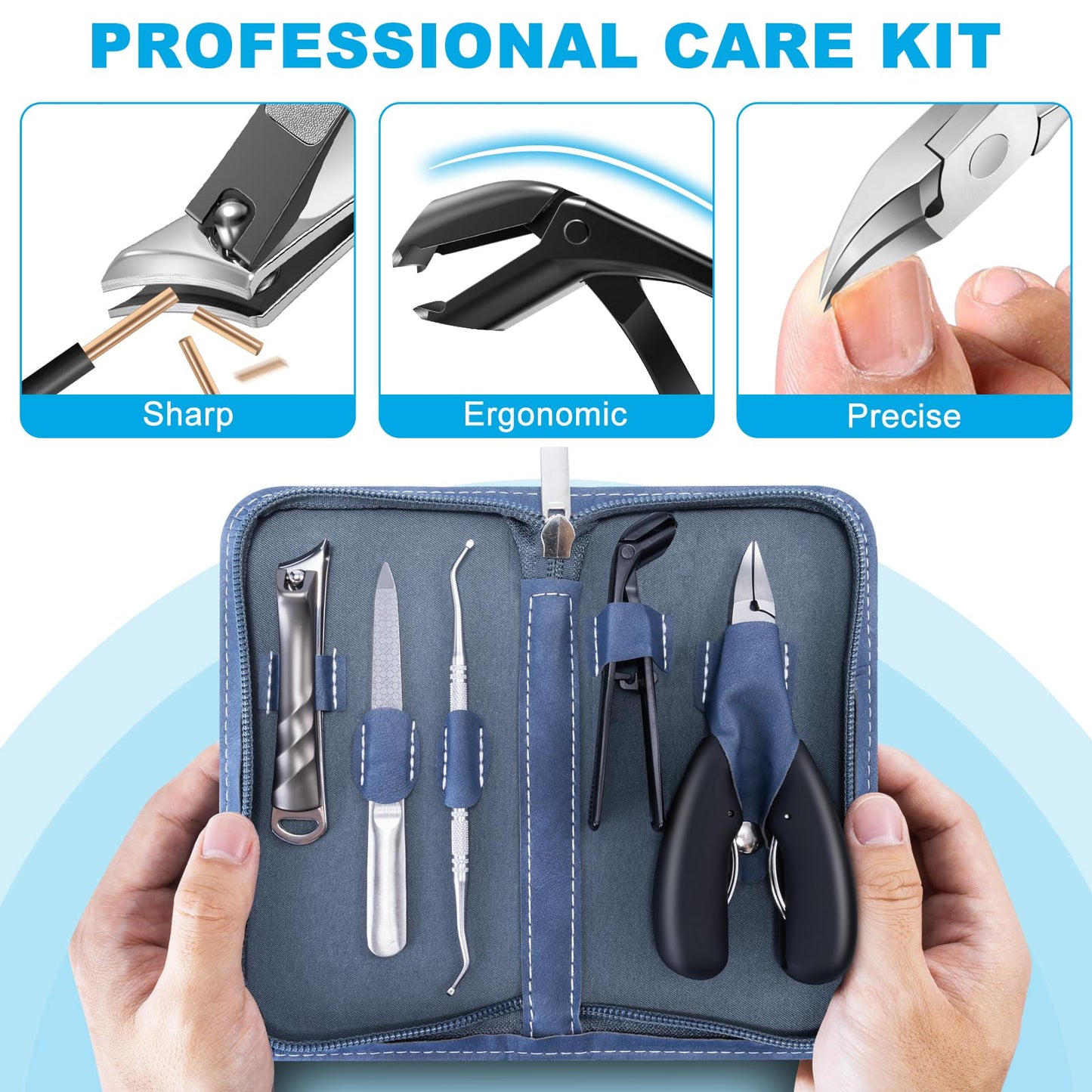 2026 Toenail Clippers for Thick Toenails for Seniors, Angled Head Large Toe Nail Clippers Set for Men, Heavy Duty Ingrown Toenail Clippers with Long Handle, Ultra Sharp Slanted Nail Cutter Wide Jaw