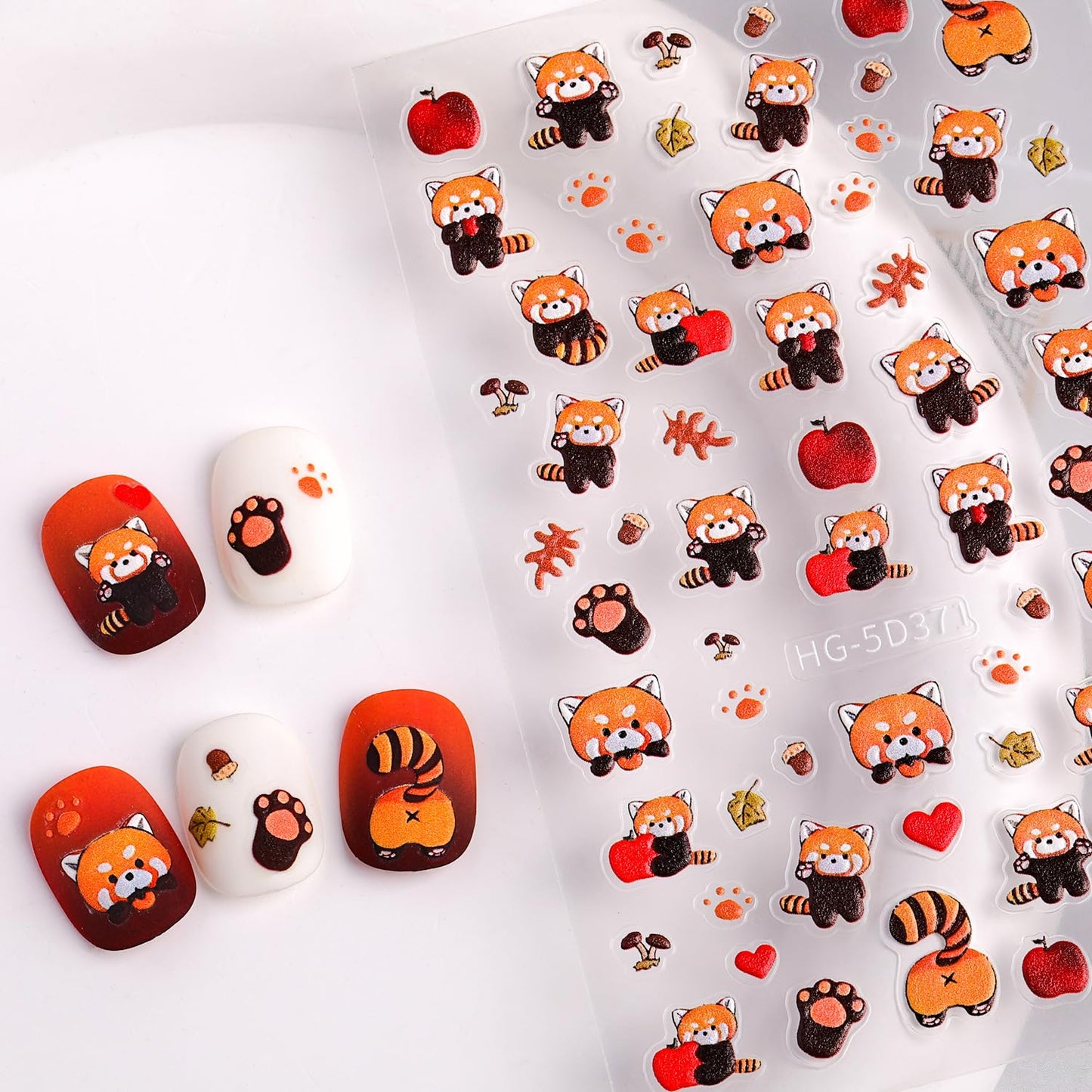 SIMAYKUWA Cute Style Japanese Inspired Embossed Cute Dogs Adorable Cats Tanuki DIY Nail Stickers - Everyday Nail Art Decorations A Set of 4 Sheets