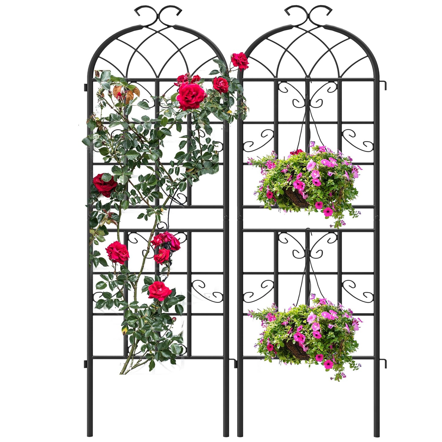Ultym 2 Pack 71x20in Garden Trellises, Butterfly Black Metal Coated Rustproof Trellis for Climbing Plants Outdoor, Roses, Vegetables, Vines, Cucumbers