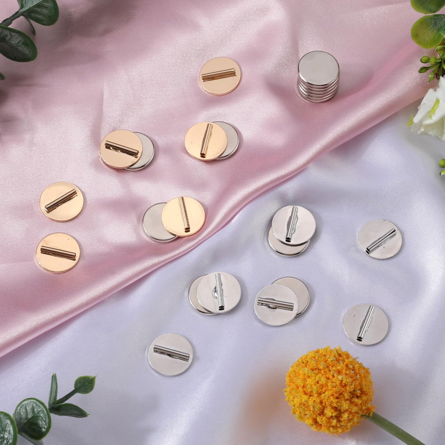 12pcs Mini Pin Brooch Converter, Magnetic Metal Pin Backs Harm Free Brooch Pin Converter for Scarf Hijab Shawls Thin Fabric Harm Free (6 Gold, 6 Silver)