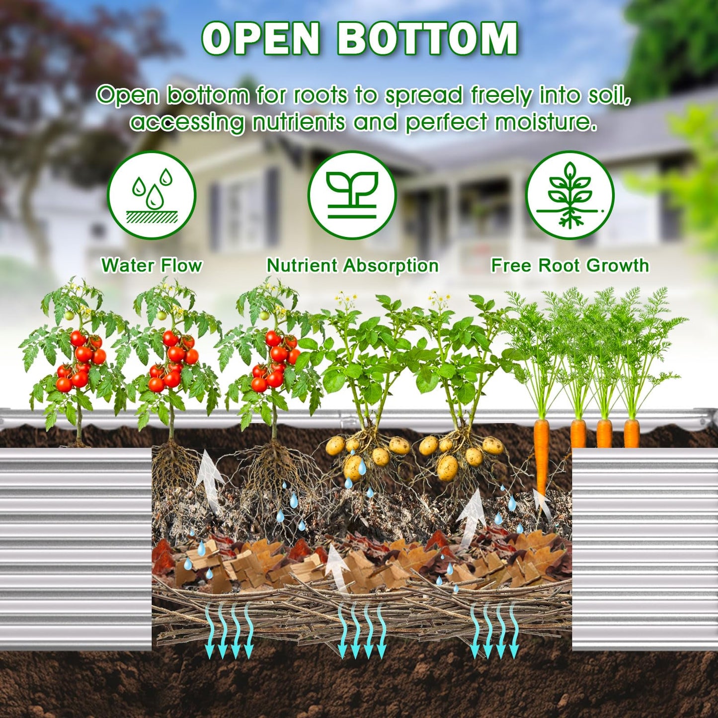 Tegarbed Tall Galvanized Raised Garden Bed Kit Outdoor Patio,6x3x2ft Large Rectangular Metal Planter Boxes,Deep Root Box Planter for Gardening, Vegetables, Flowers, Herbs, 1 Pack, Silver