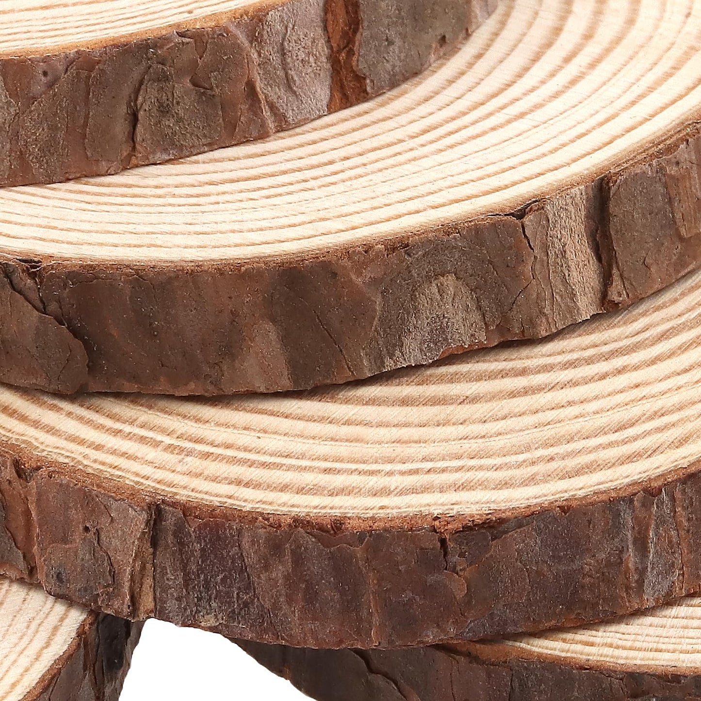 SOUJAP 100Pcs 3.5-4 Inch Natural Wood Slices, Unfinished Wooden Slices with Tree Bark, Wood Log Discs Circles for DIY Crafts, Centerpieces