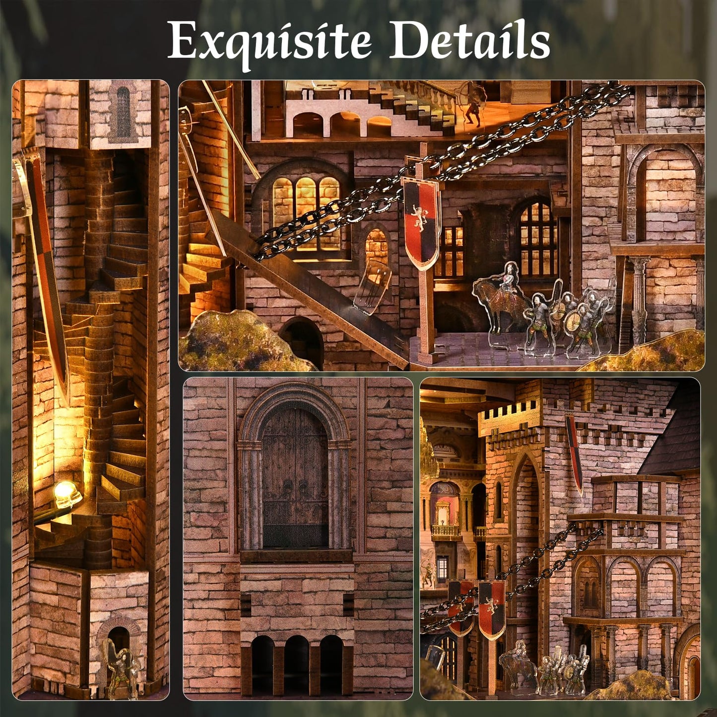 MiniCity DIY Book Nook Kit - The Castle's Escape 3D Miniature Wooden Scene with LED Lights, Dustcover & Tools for Shelf Decor (Robin Hood)